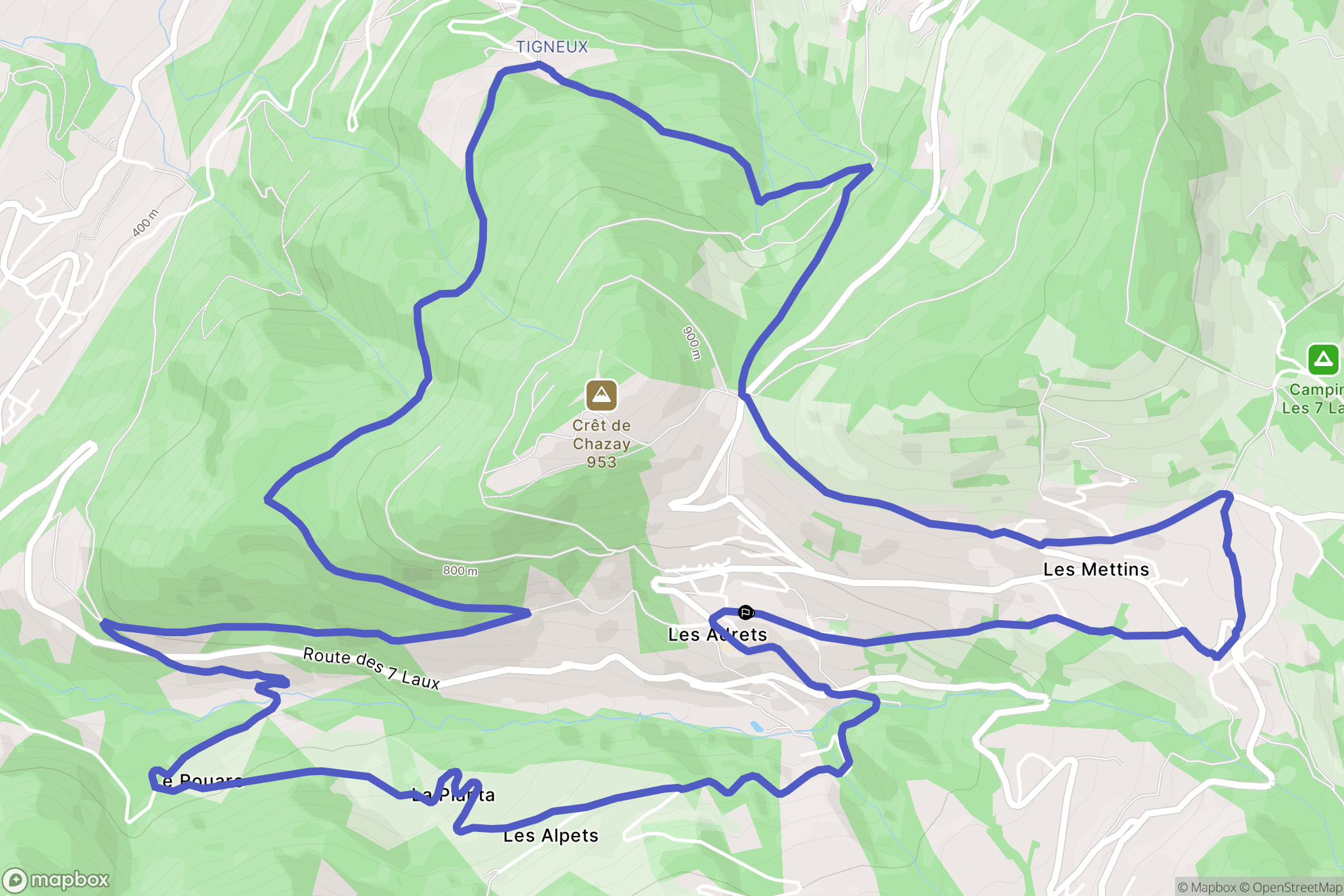 Les Adrets : carte du parcours de randonnée - France