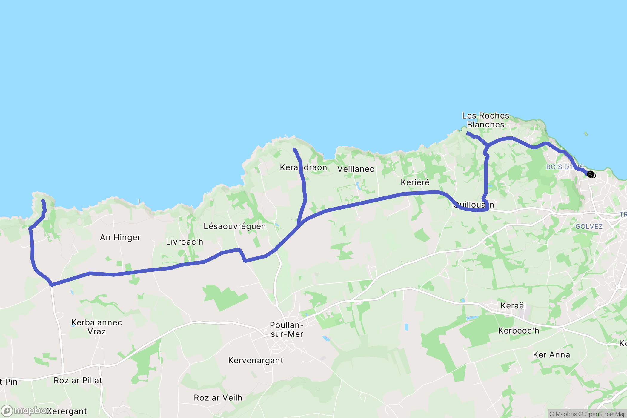 Douarnenez : carte du parcours de randonnée - France