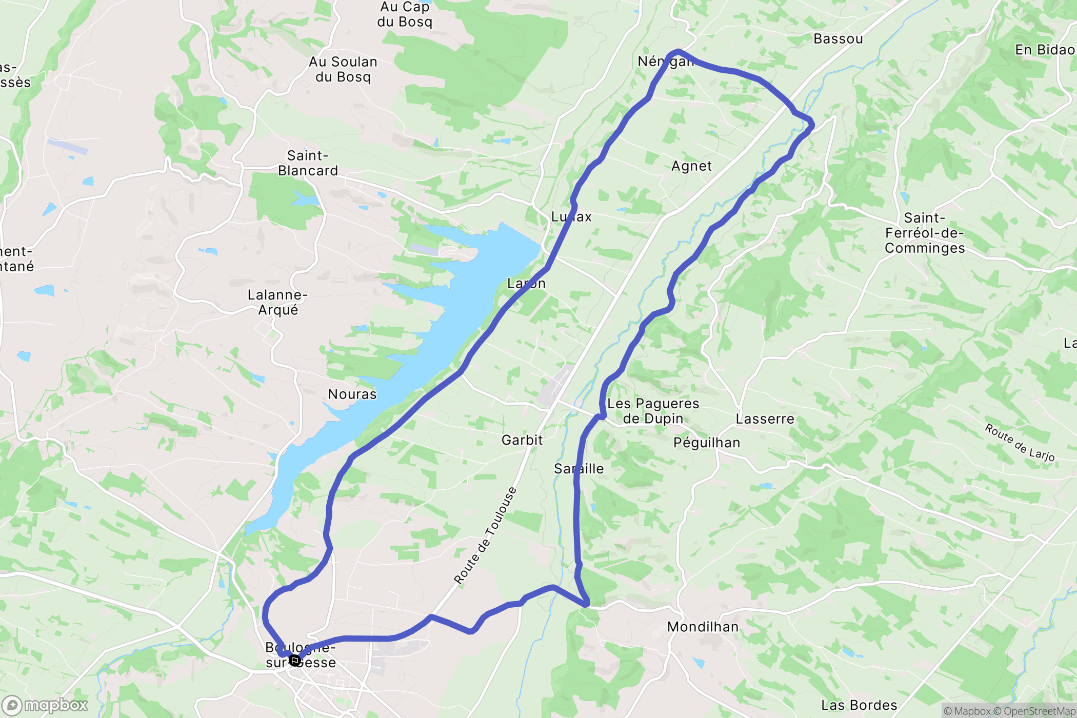 Boulogne-sur-Gesse : carte du parcours de randonnée - France