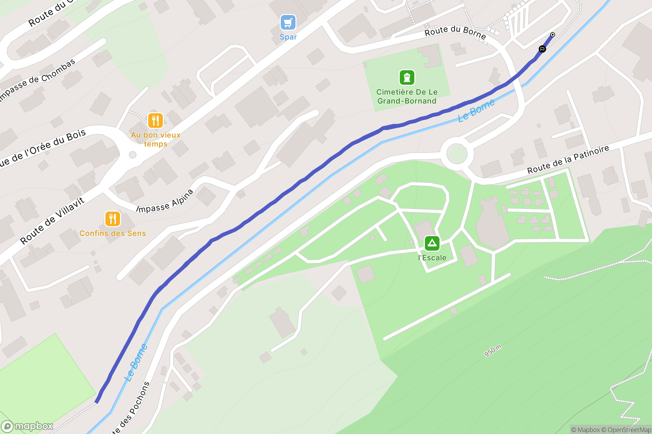 Le Grand-Bornand : carte du parcours de randonnée - France