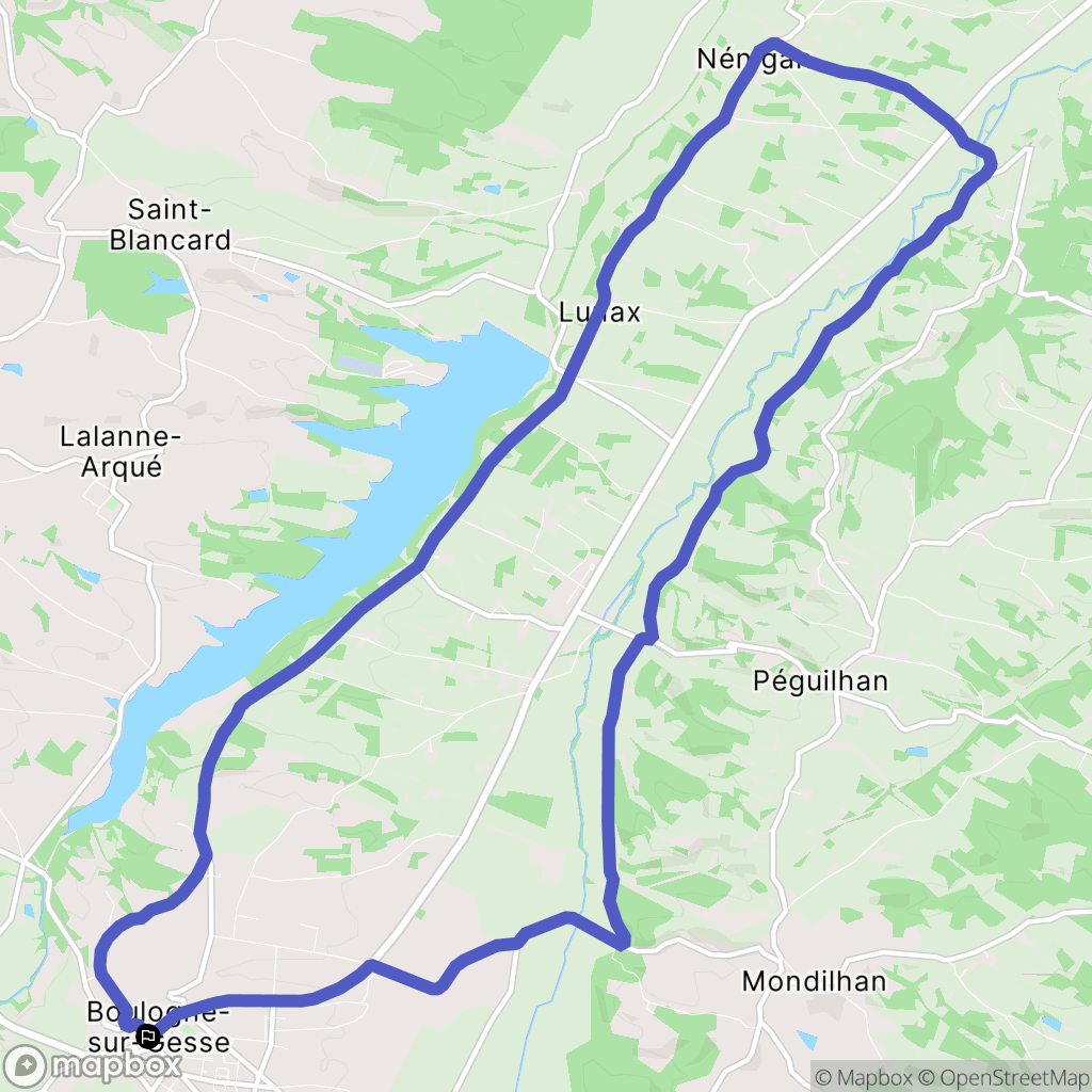 Boulogne-sur-Gesse : carte du parcours de randonnée - France