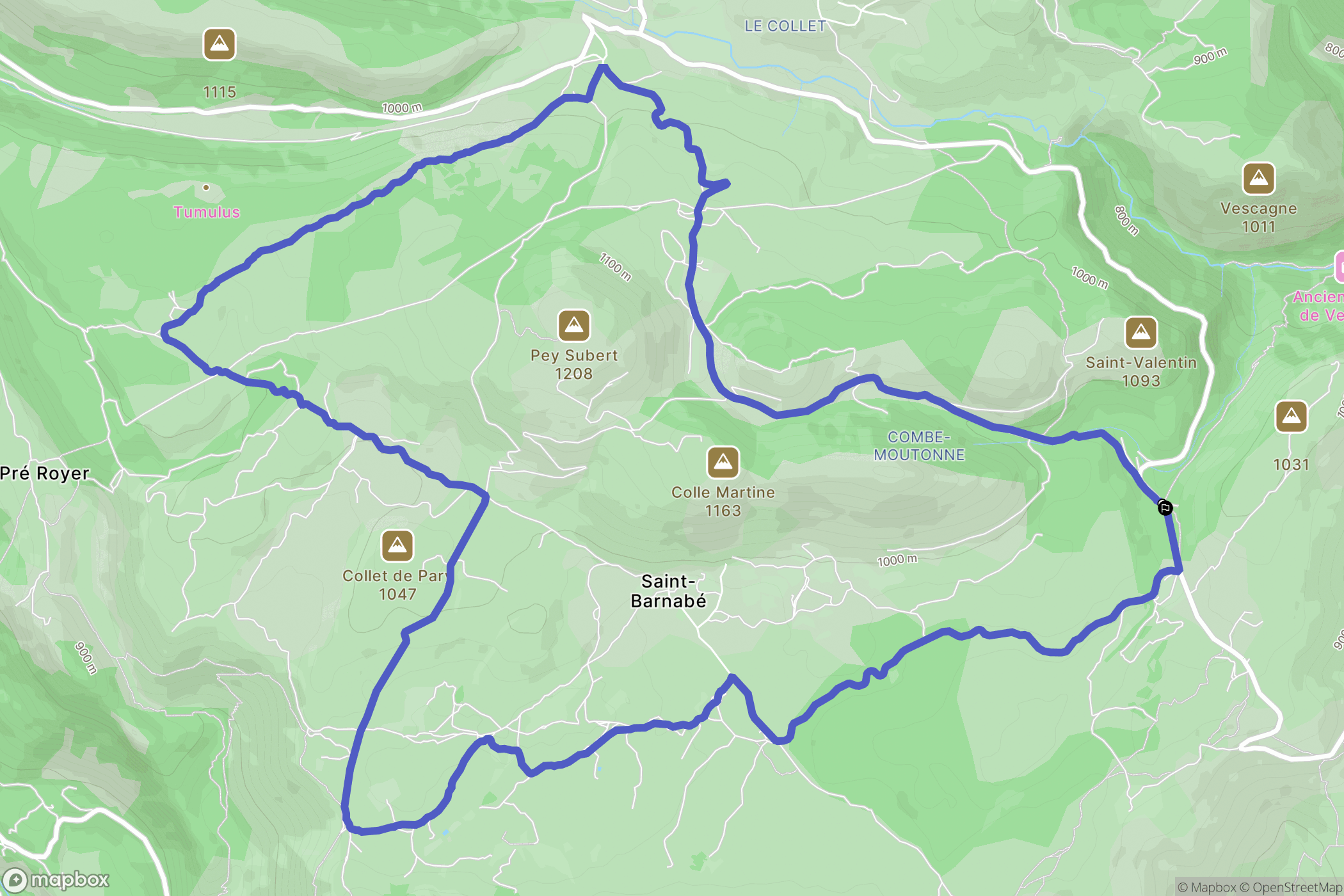 Coursegoules : carte du parcours de randonnée - France