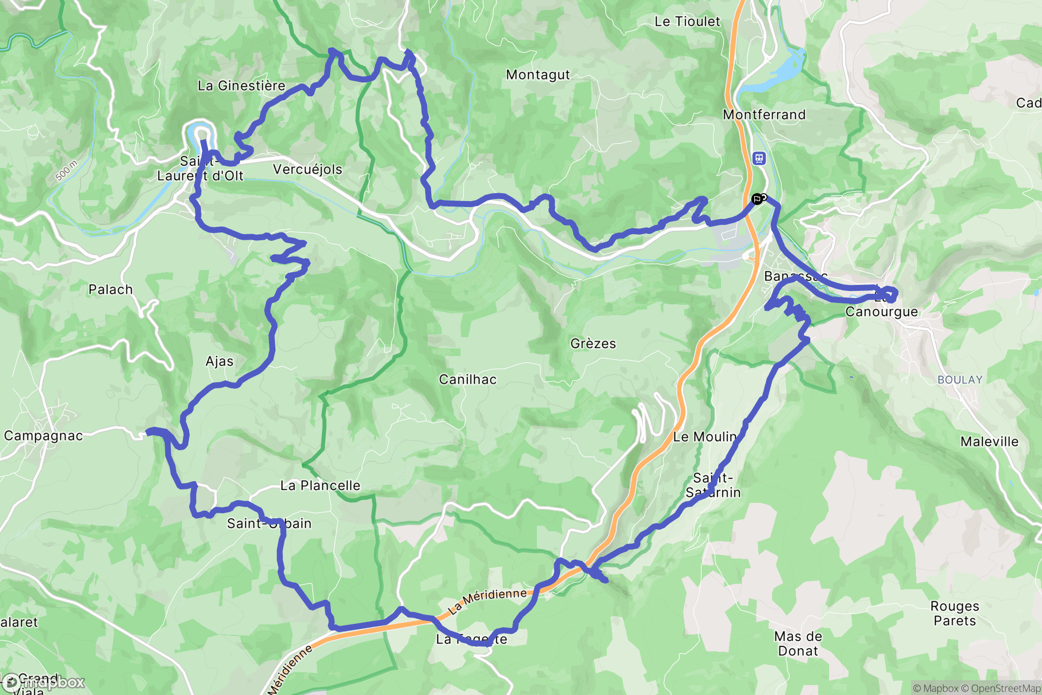 Banassac-Canilhac : carte du parcours de randonnée - France