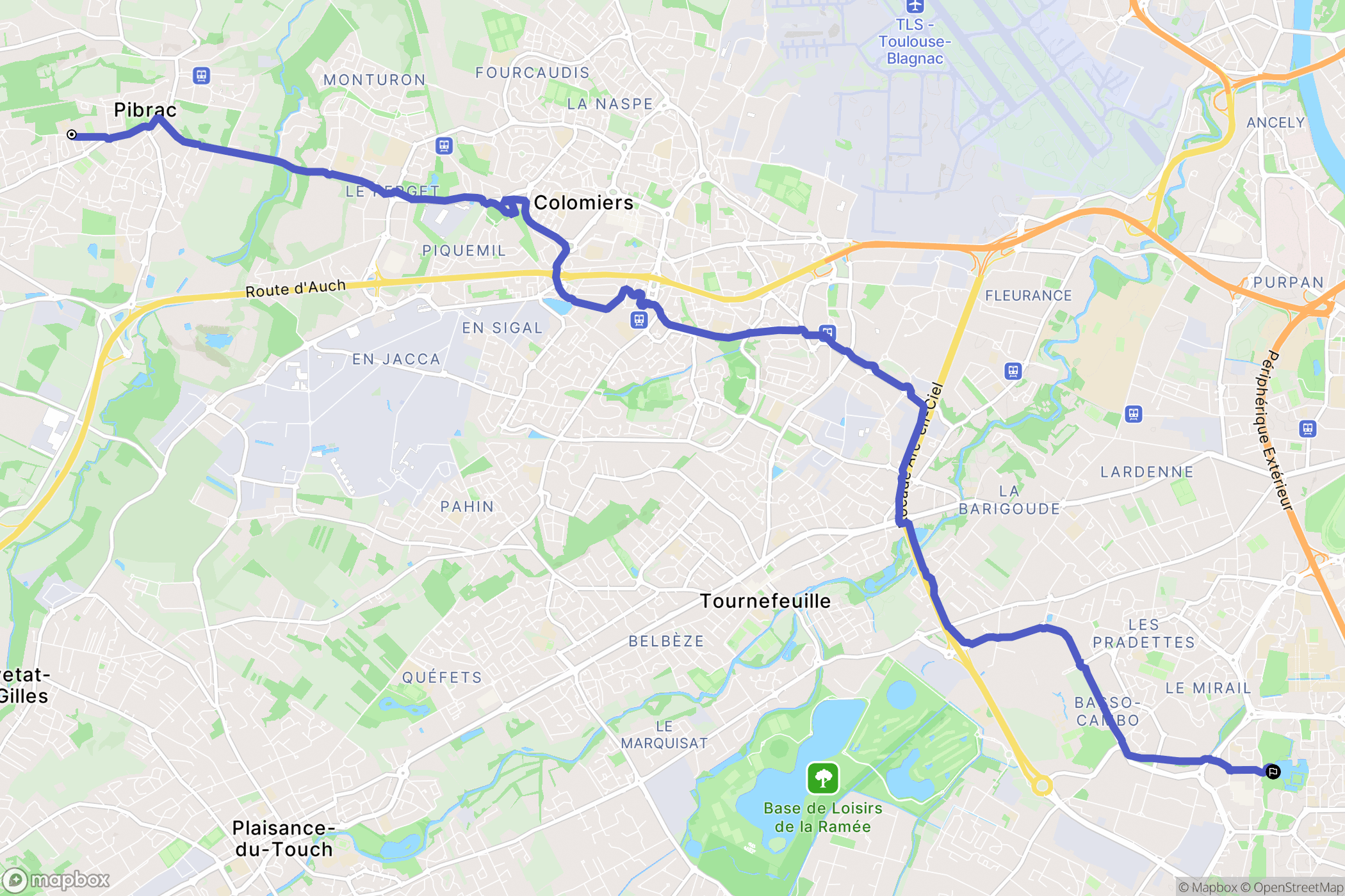 Pibrac : carte du parcours de randonnée - France