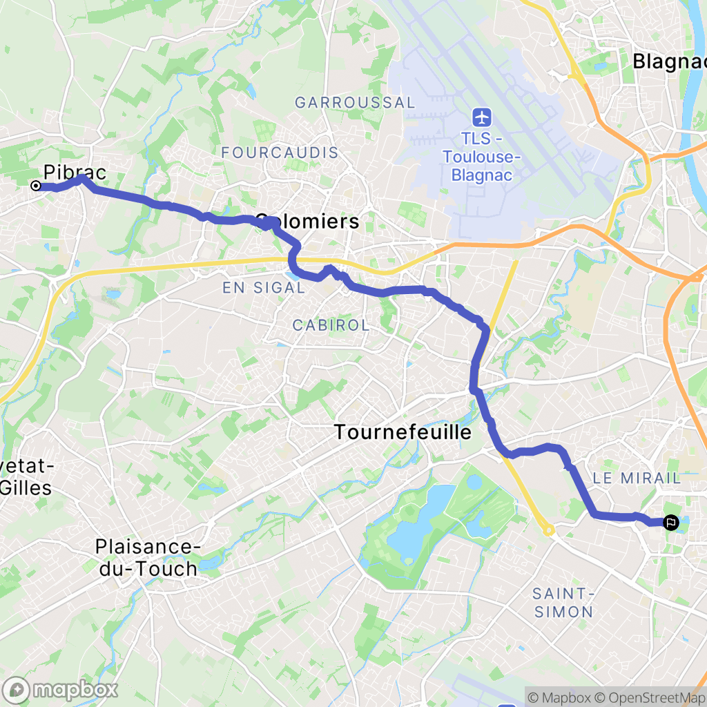 Pibrac : carte du parcours de randonnée - France