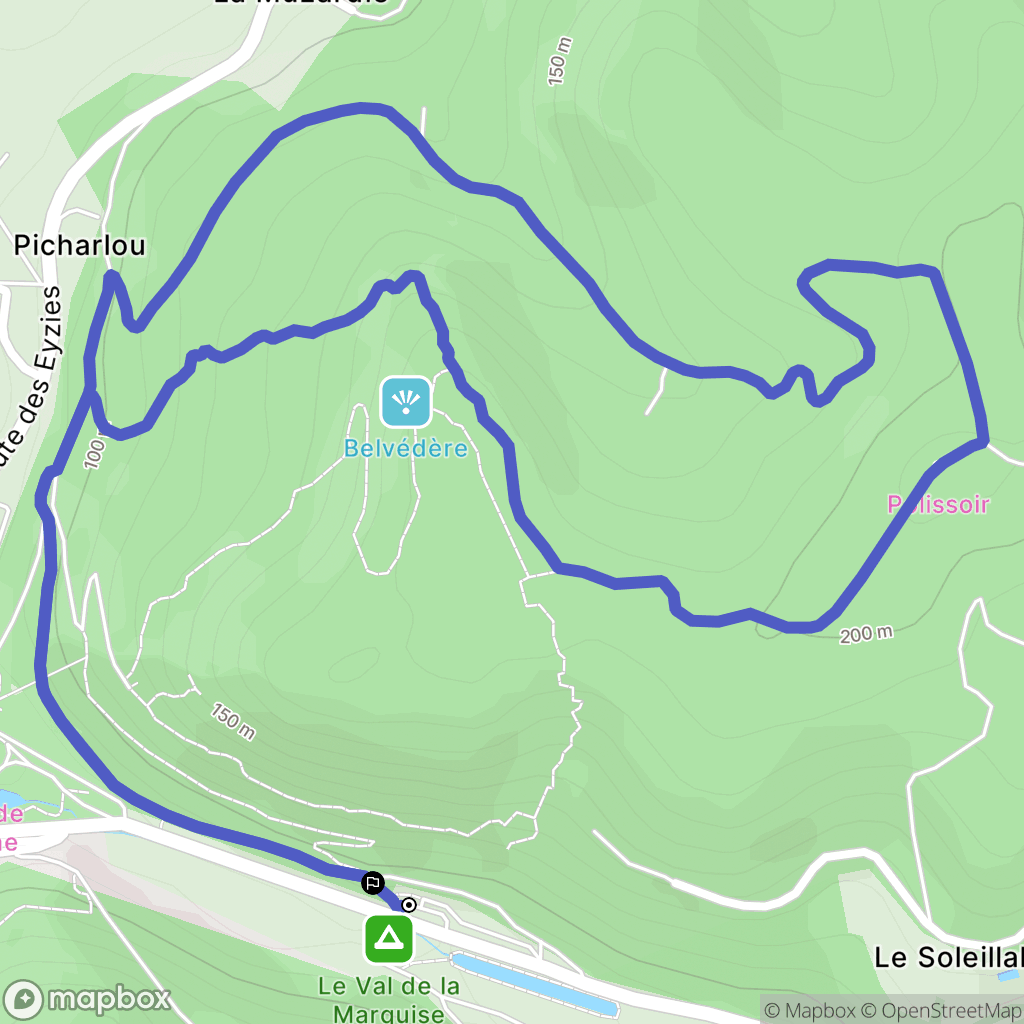 Campagne : carte du parcours de randonnée - France