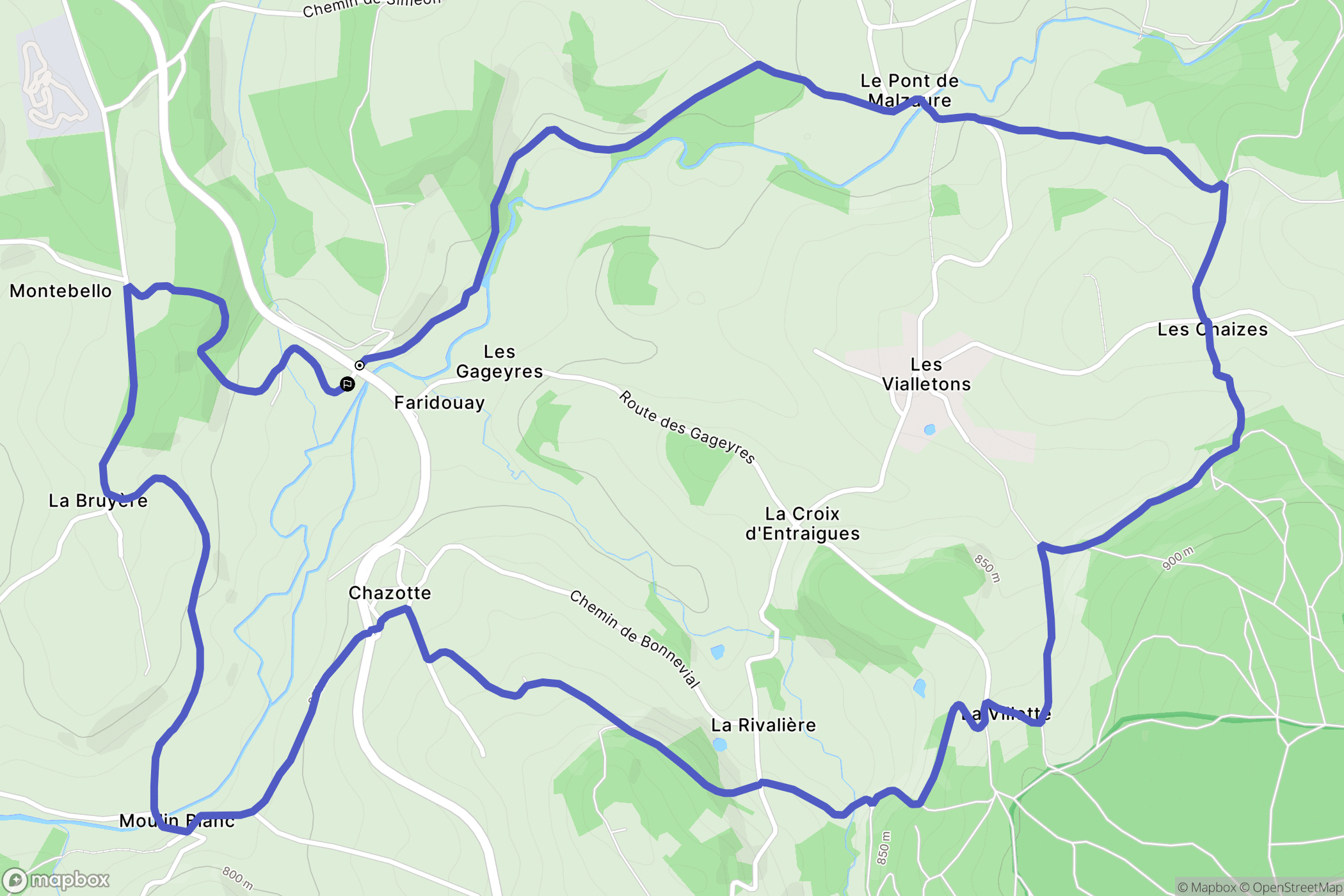 Saint-Victor-Malescours : carte du parcours de randonnée - France