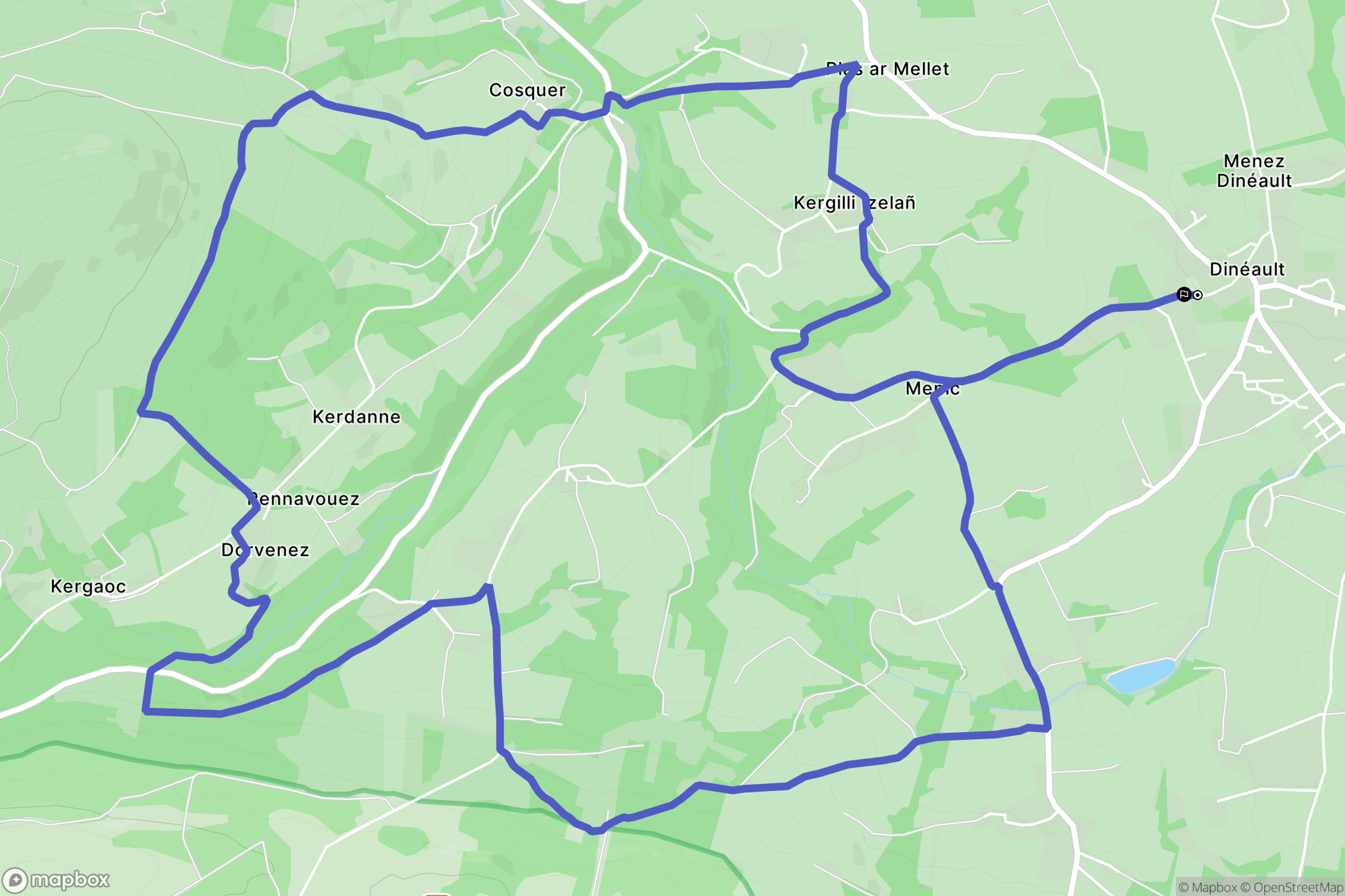 Dinéault : carte du parcours de randonnée - France