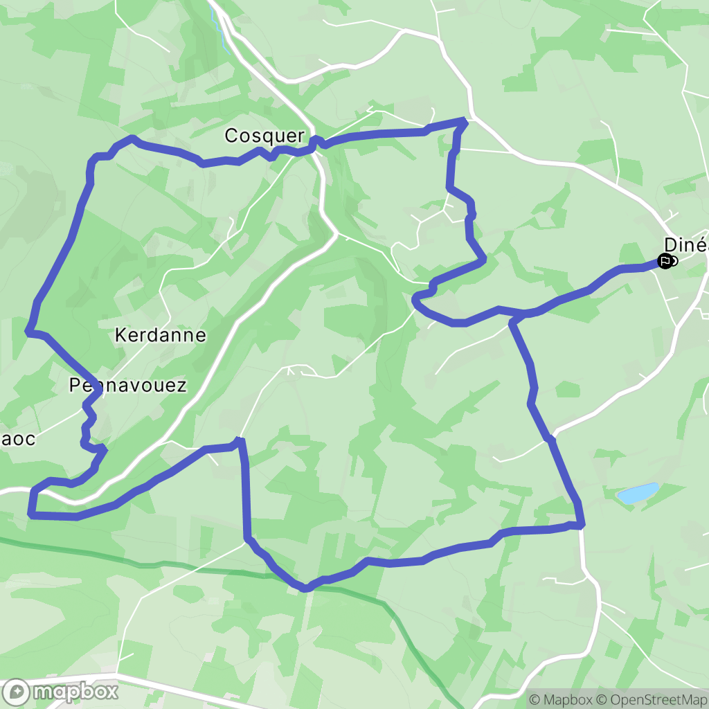 Dinéault : carte du parcours de randonnée - France
