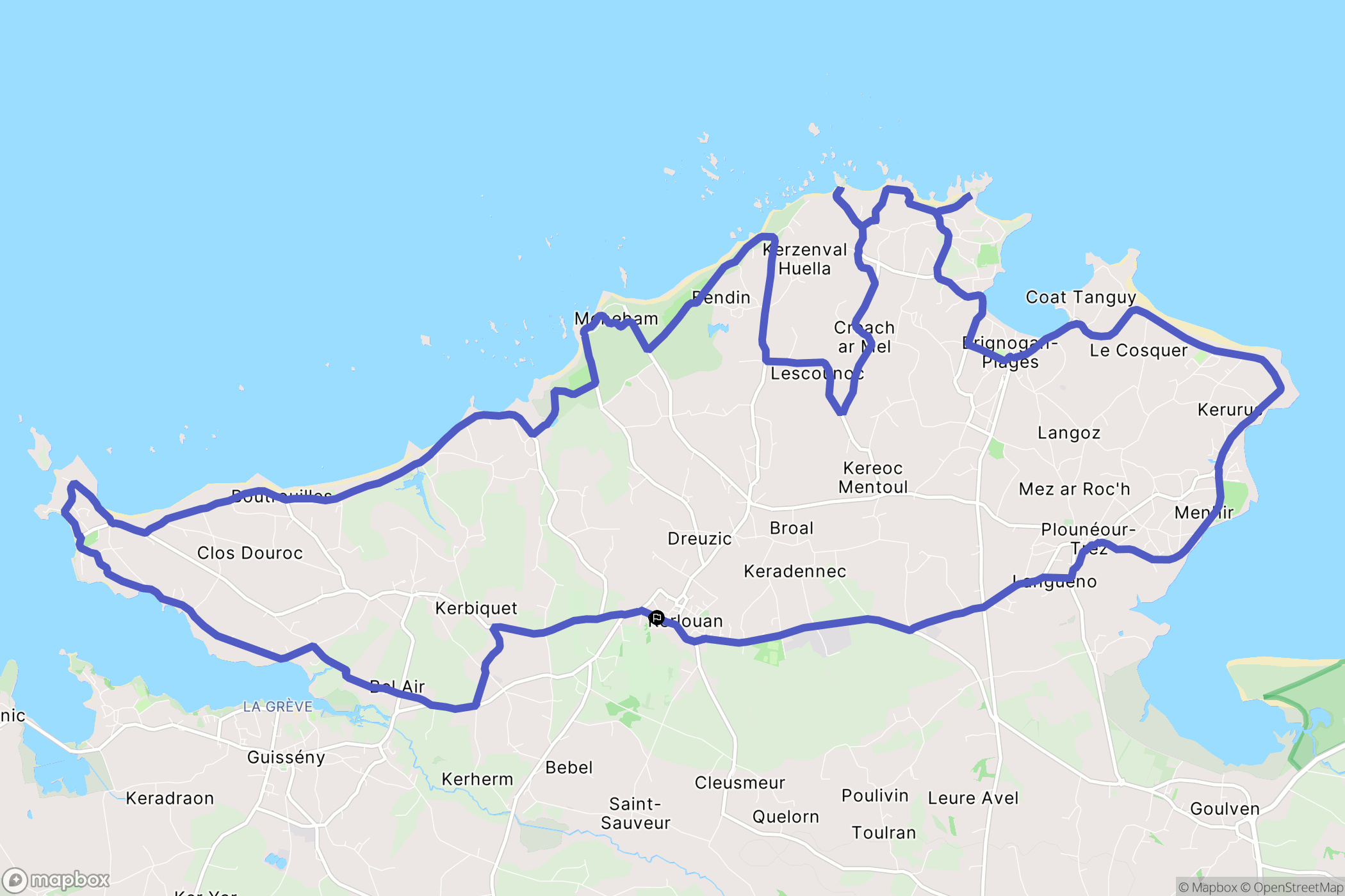 Kerlouan : carte du parcours de randonnée - France