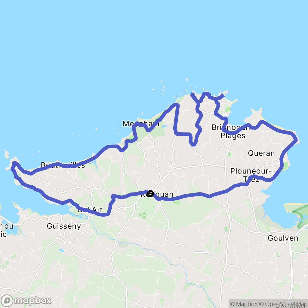 Kerlouan : carte du parcours de randonnée - France
