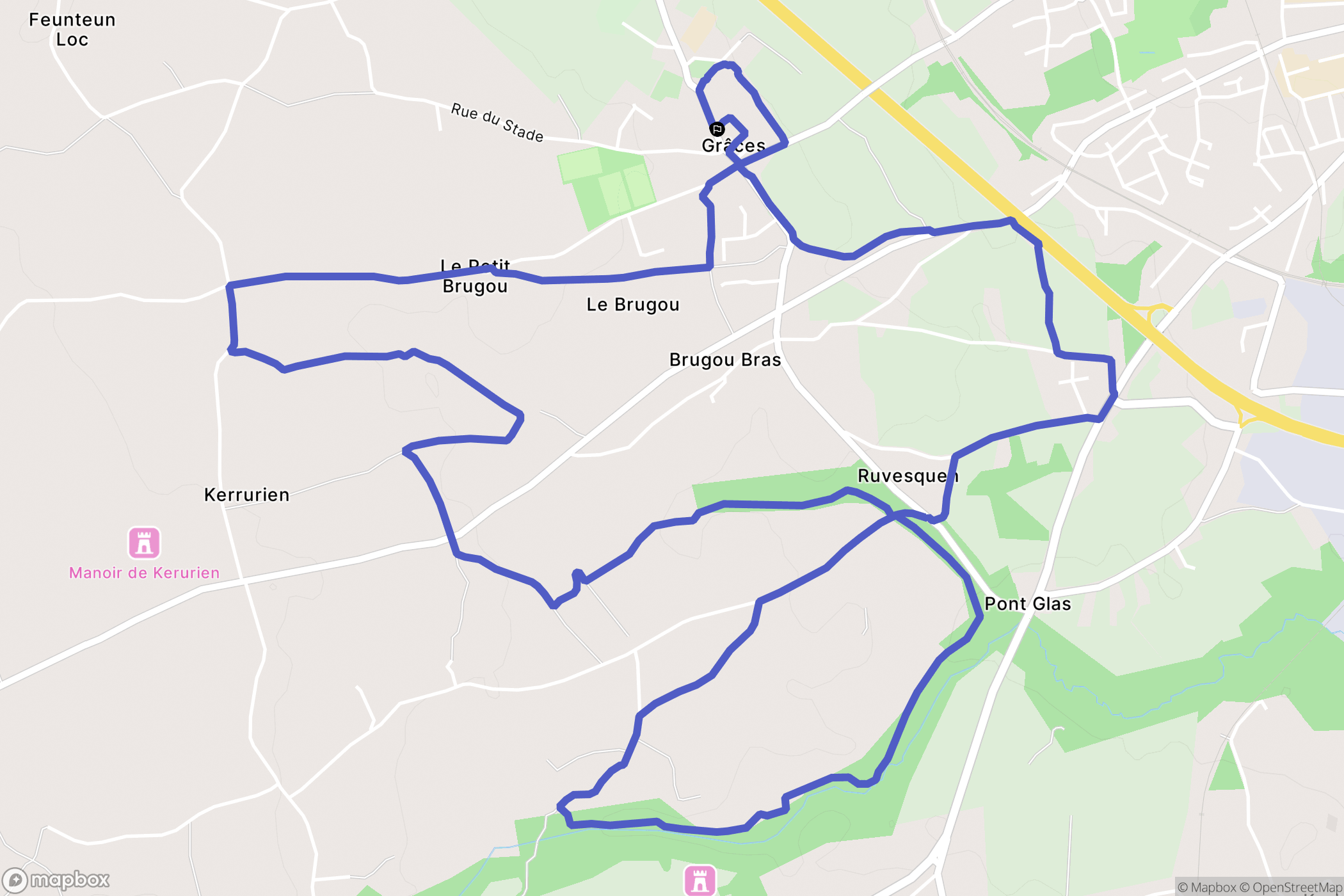 Grâces : carte du parcours de randonnée - France