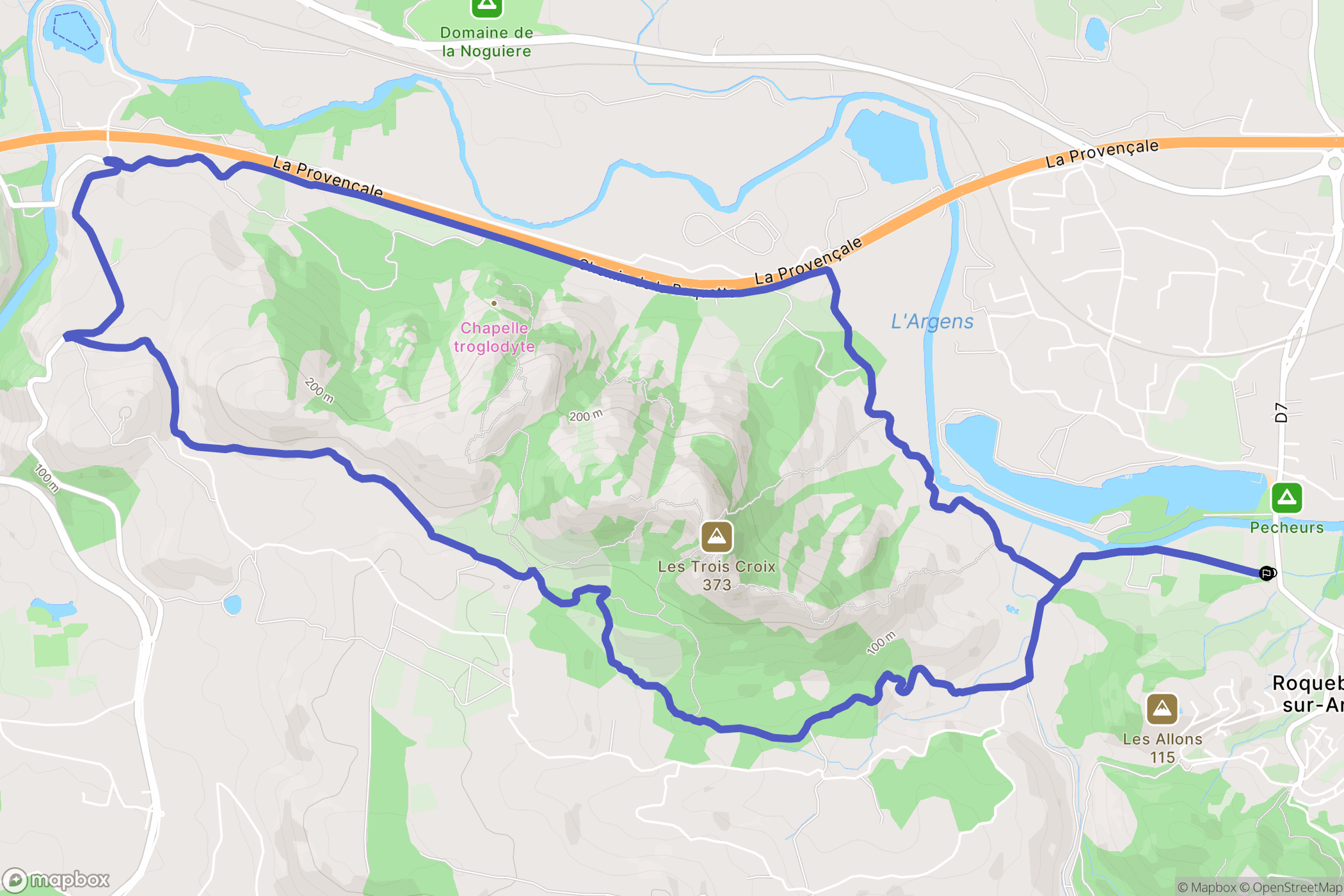 Roquebrune-sur-Argens : carte du parcours de randonnée - France