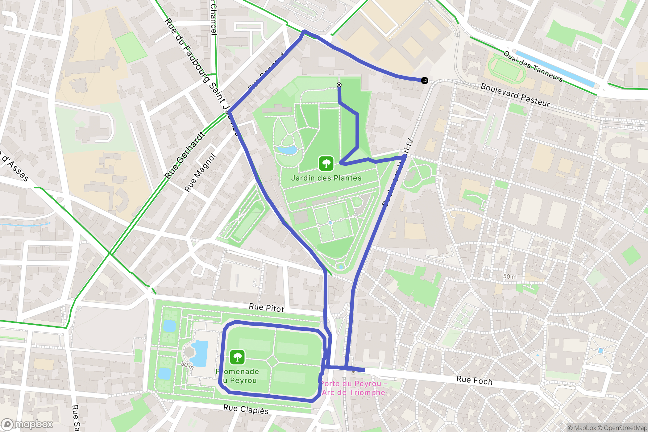 Montpellier : carte du parcours de randonnée - France