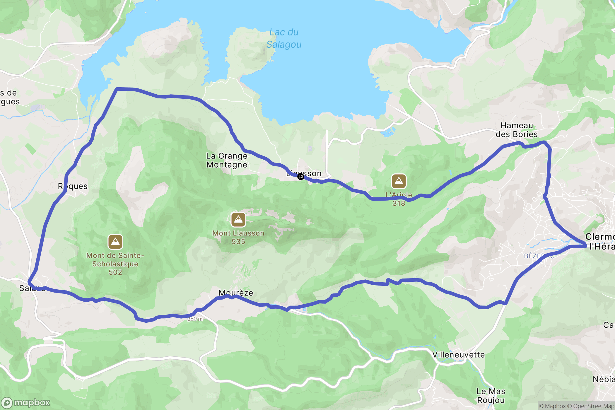 Liausson : carte du parcours de randonnée - France