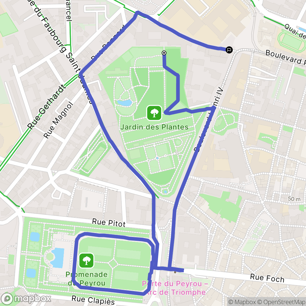 Montpellier : carte du parcours de randonnée - France