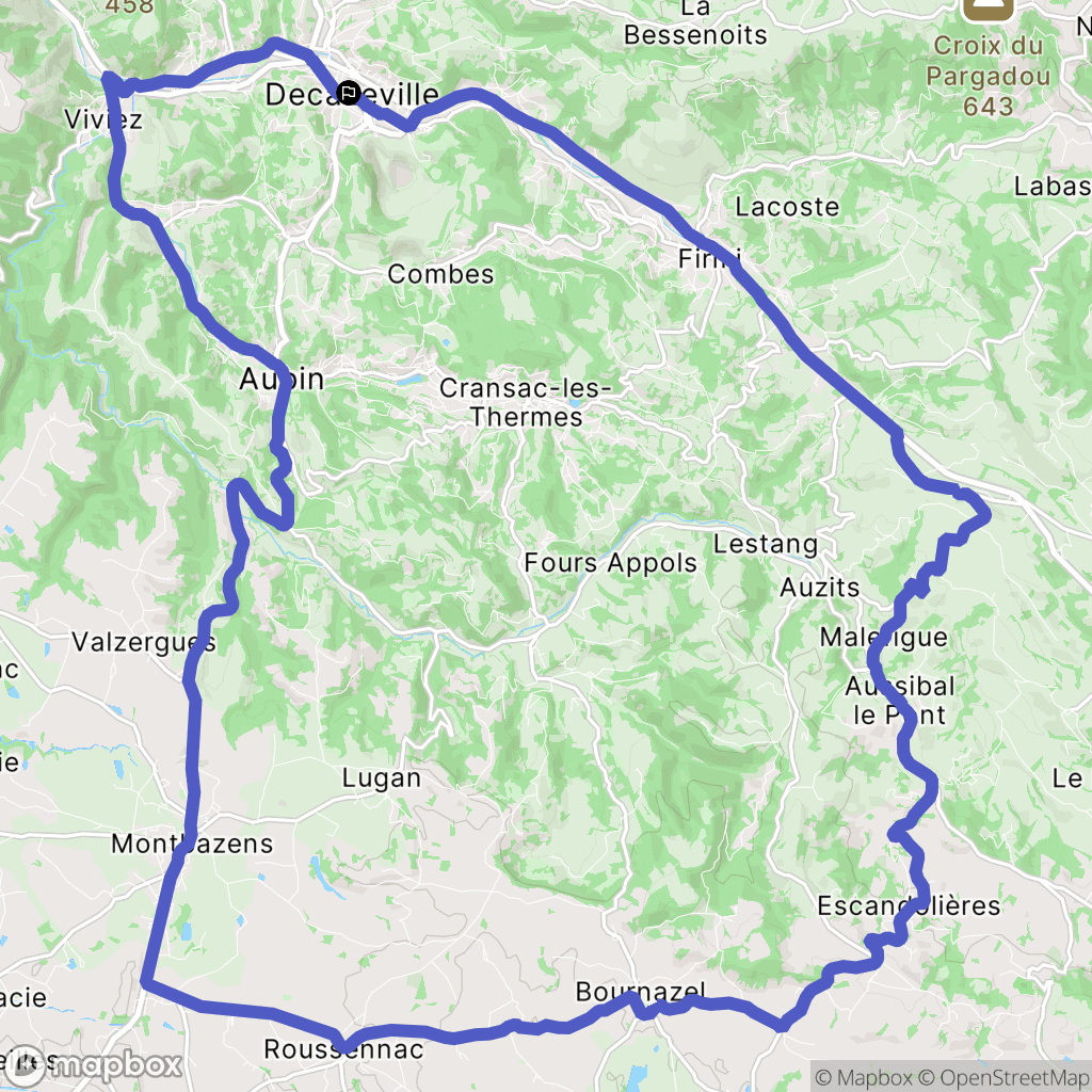 Decazeville : carte du parcours de randonnée - France