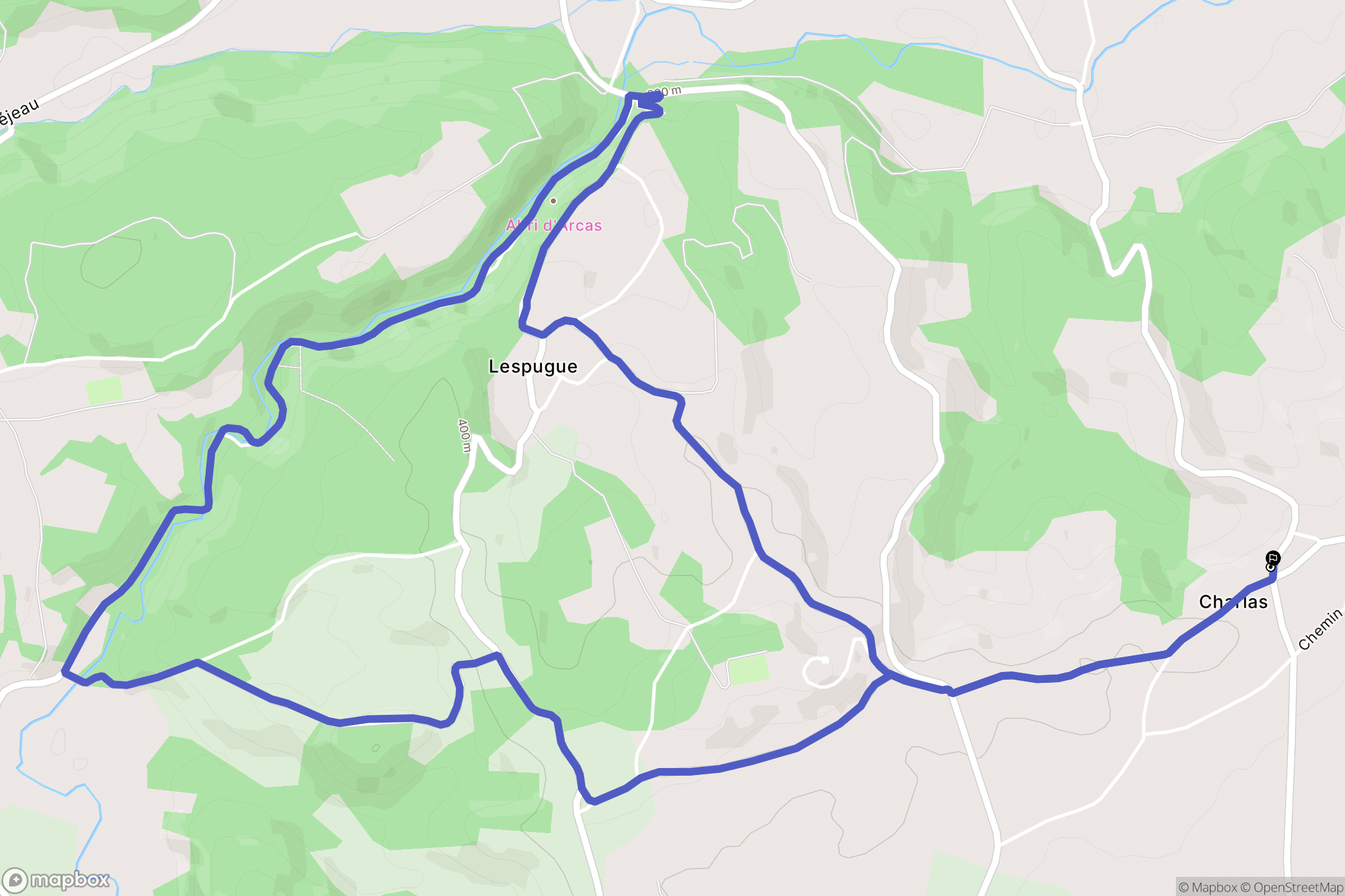 Charlas : carte du parcours de randonnée - France