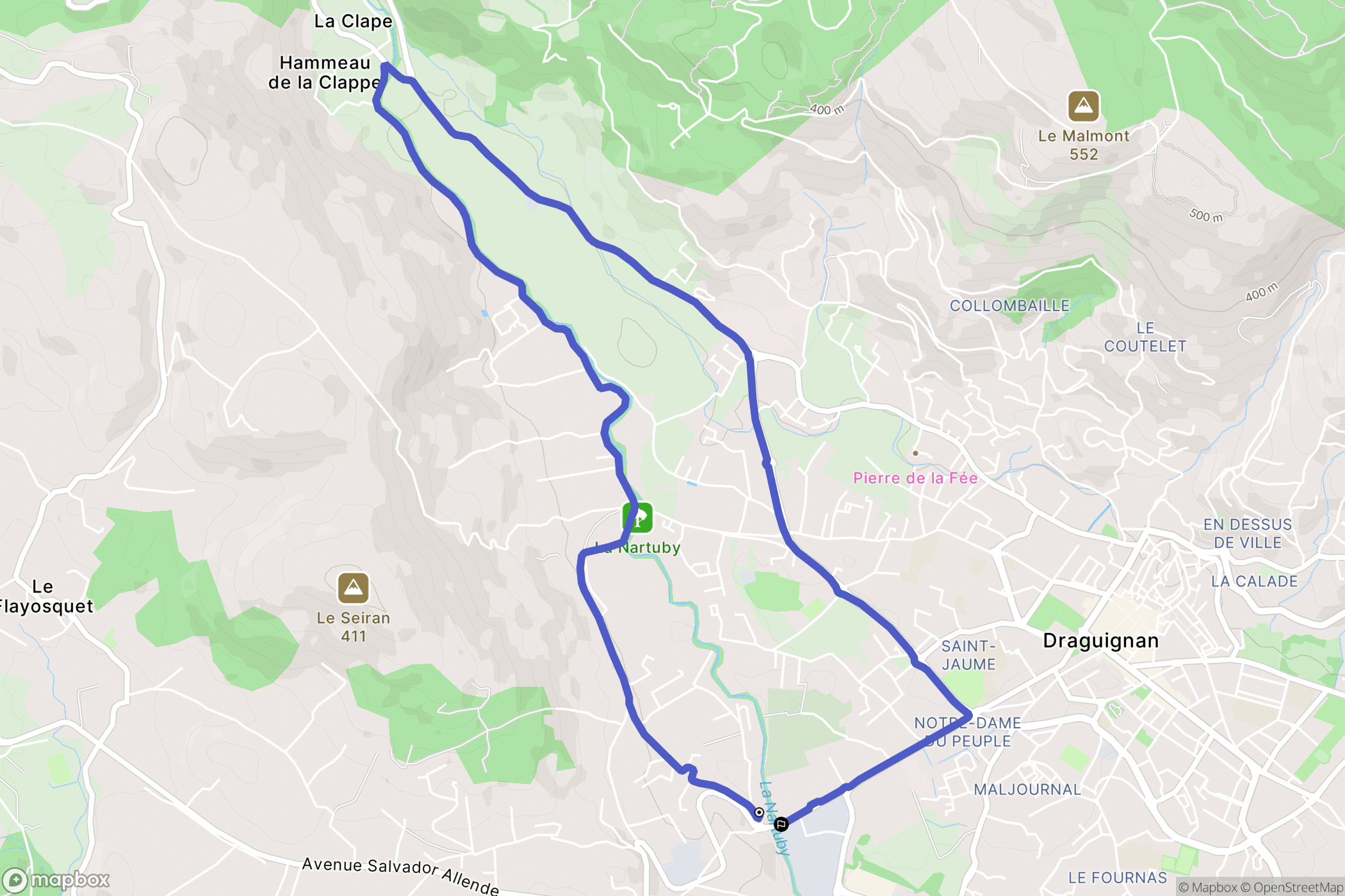 Draguignan : carte du parcours de randonnée - France