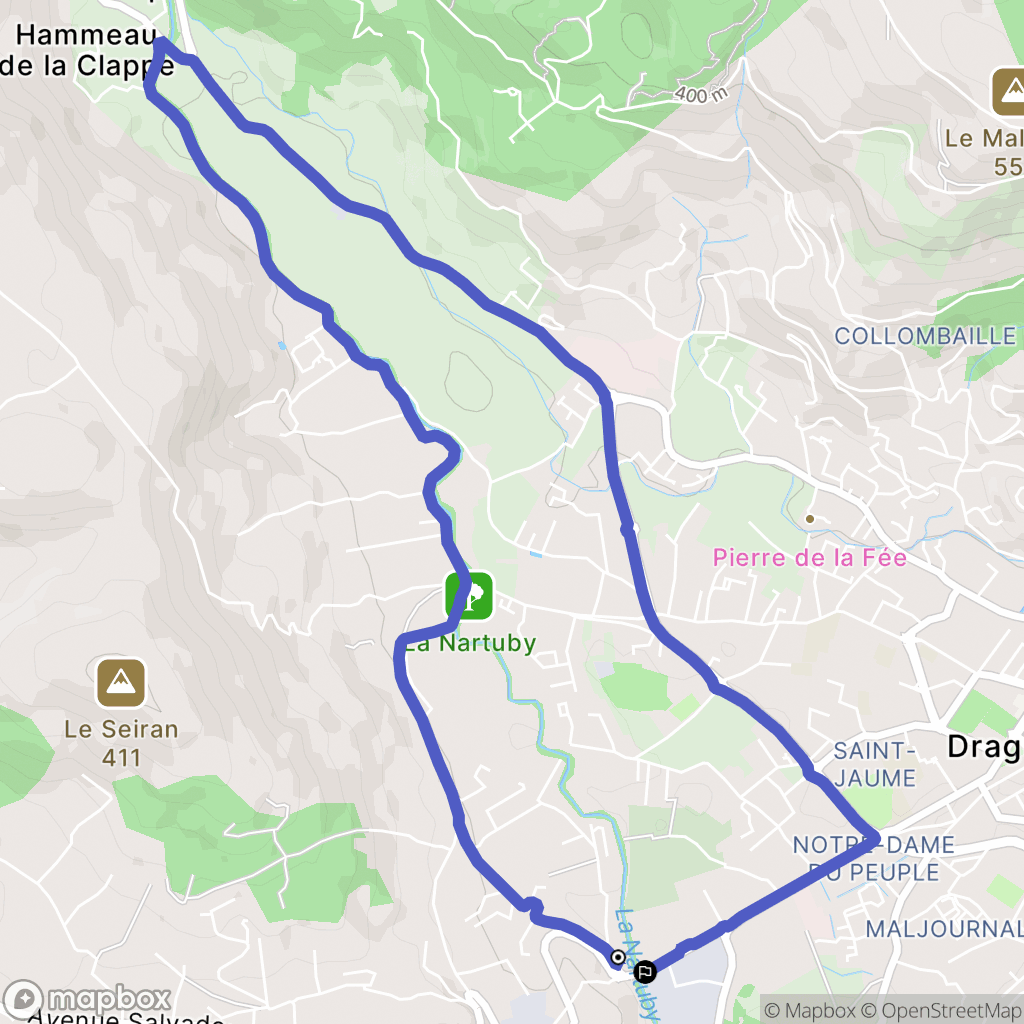 Draguignan : carte du parcours de randonnée - France