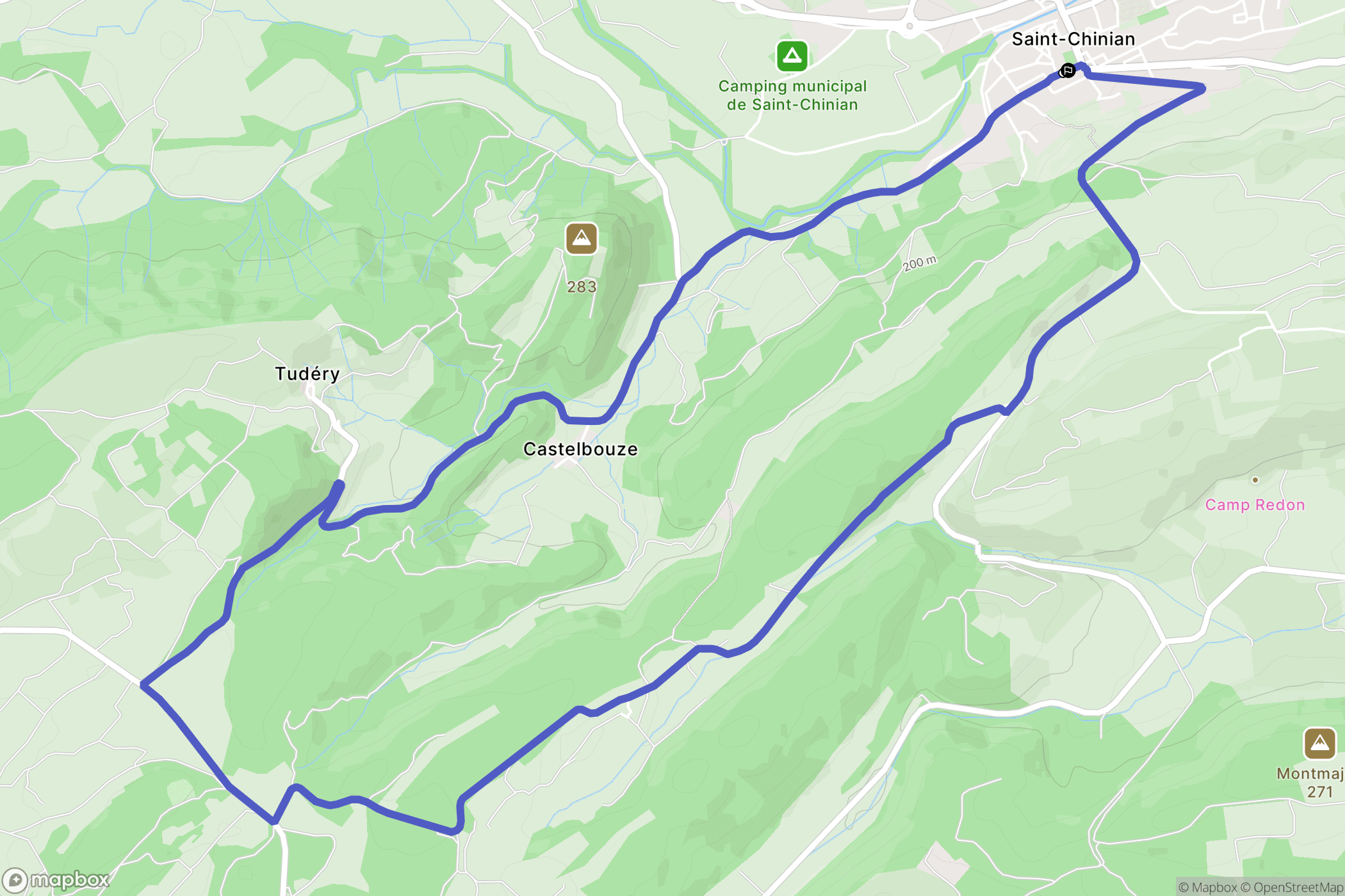 Saint-Chinian : carte du parcours de randonnée - France