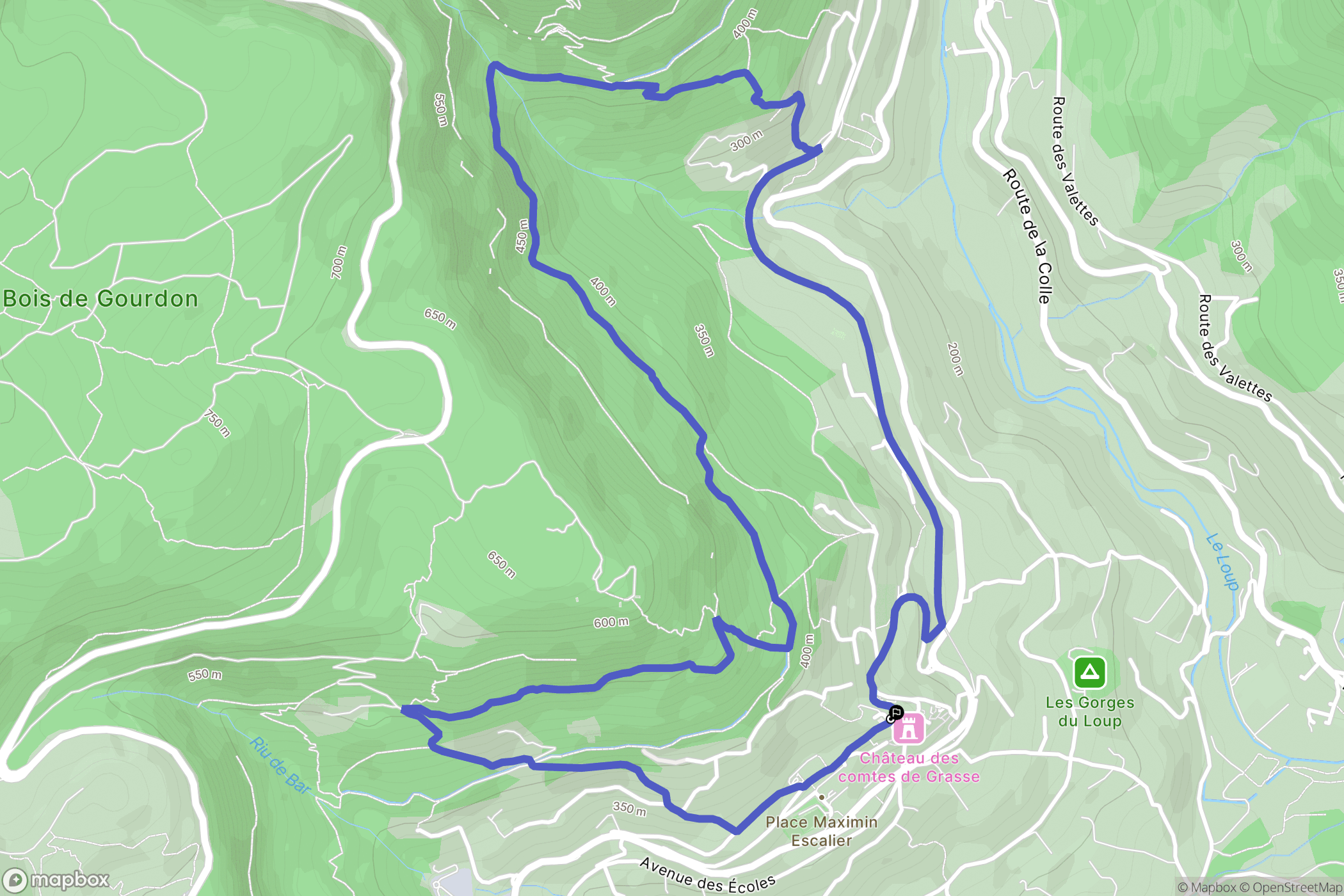 Le Bar-sur-Loup : carte du parcours de randonnée - France
