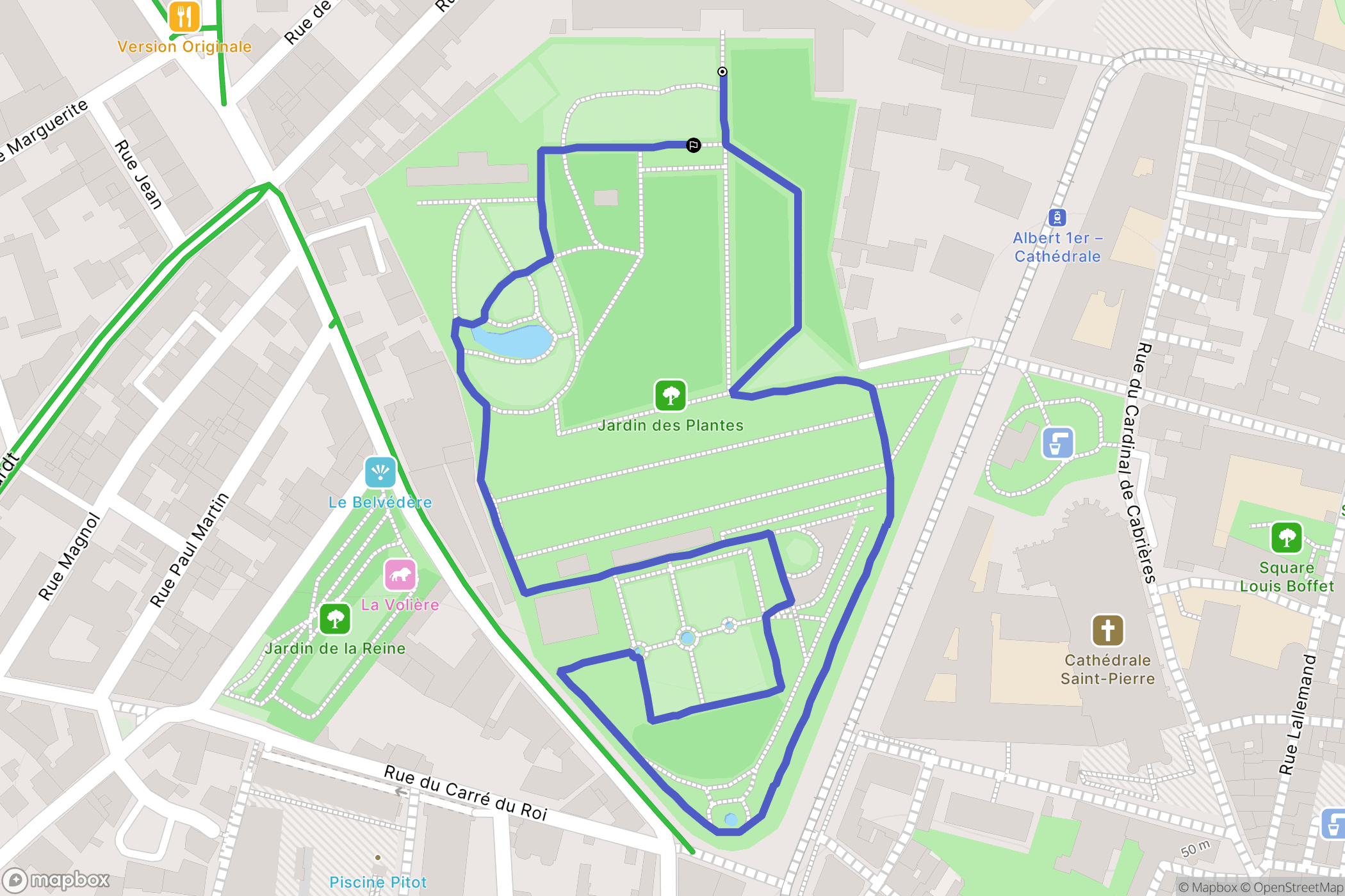 Montpellier : carte du parcours de randonnée - France