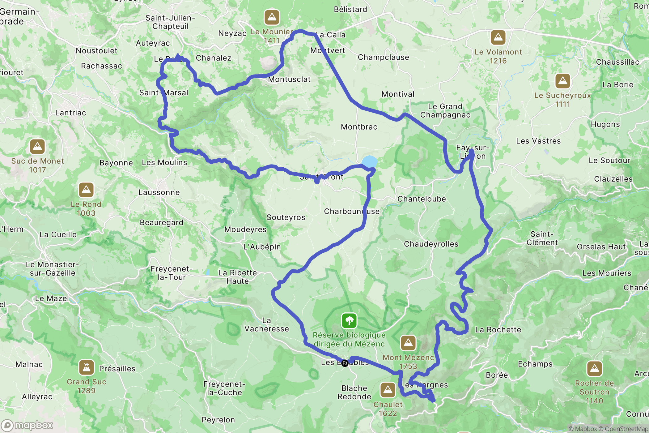 Les Estables : carte du parcours de randonnée - France