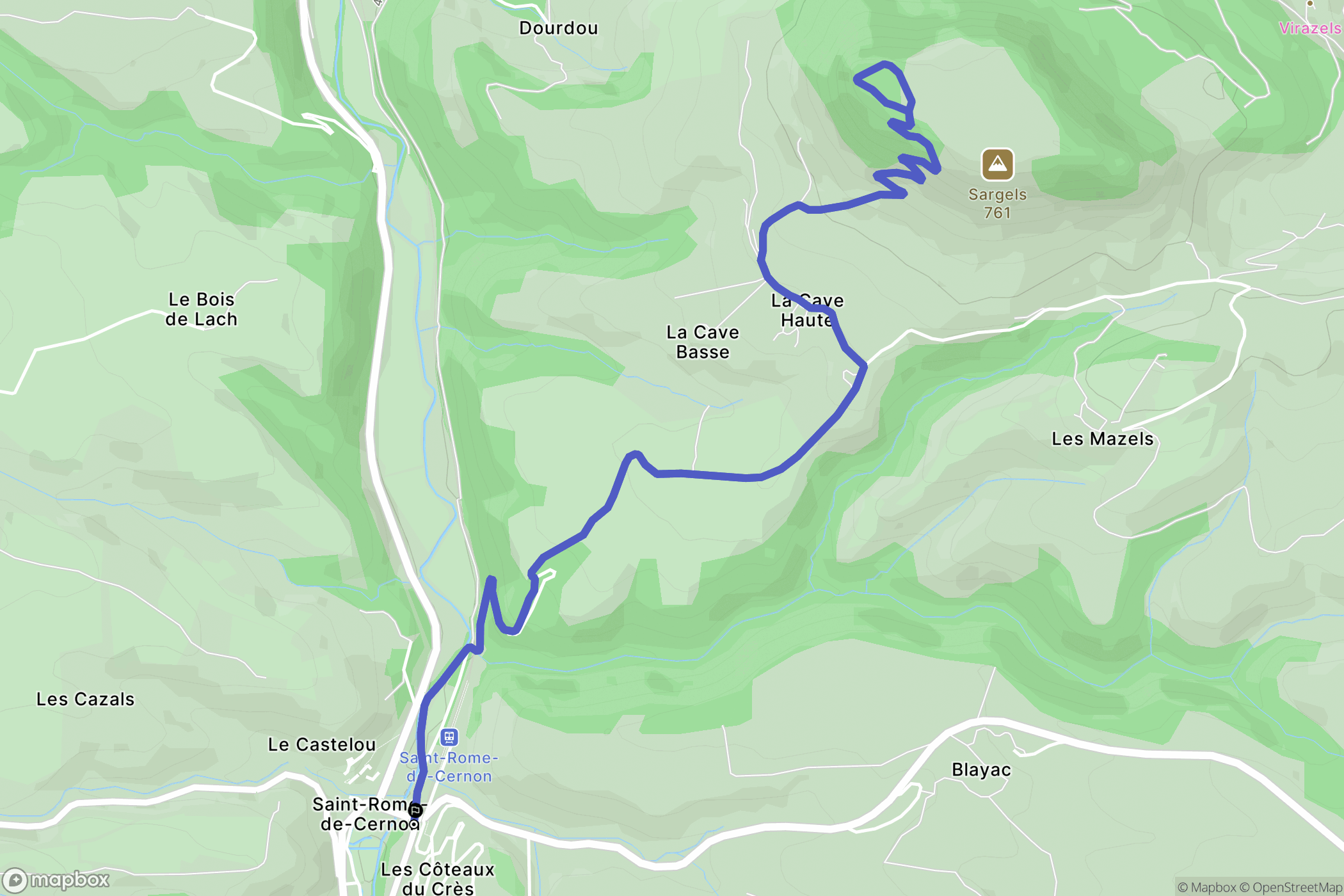 Saint-Rome-de-Cernon : carte du parcours de randonnée - France
