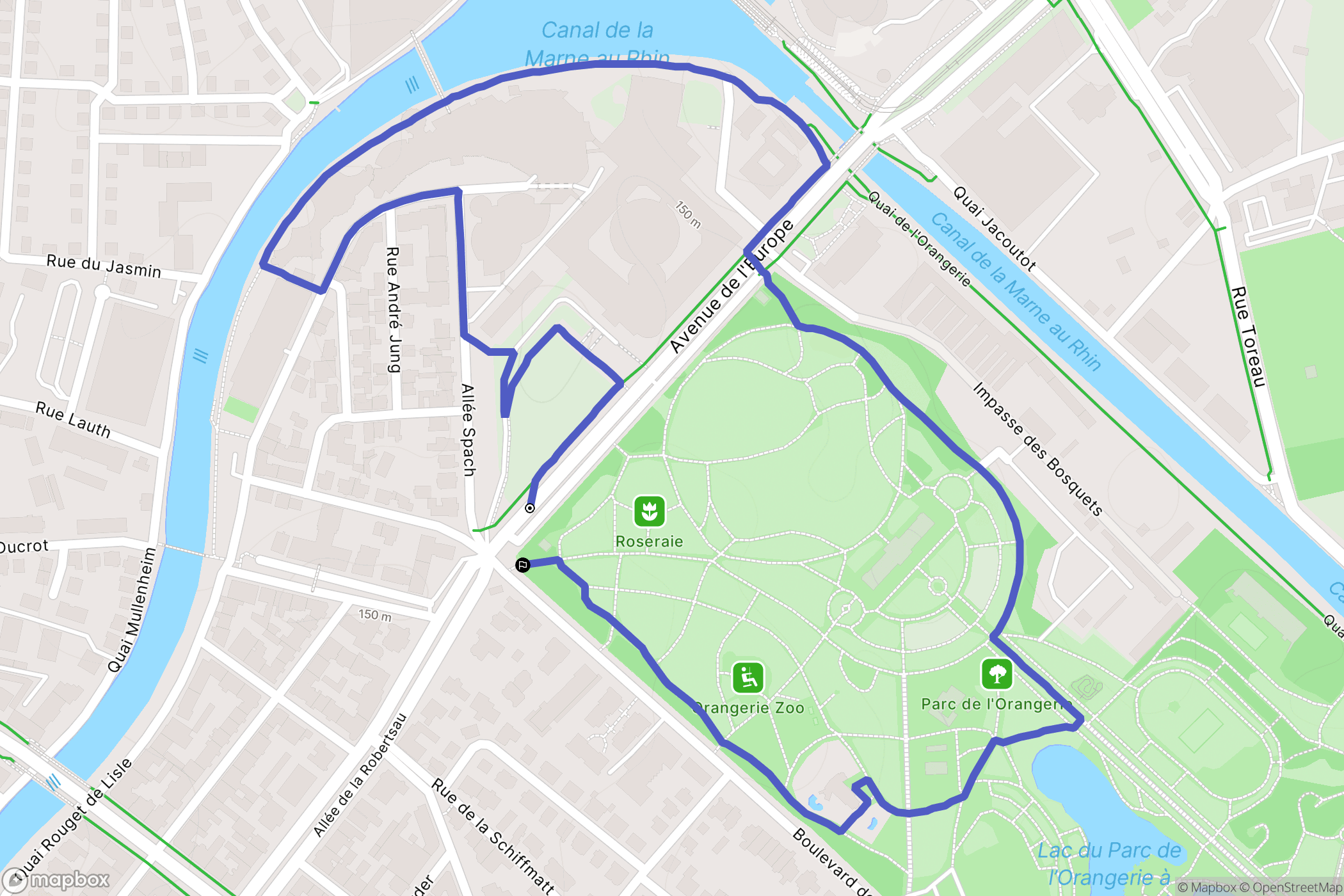 Strasbourg : carte du parcours de randonnée - France