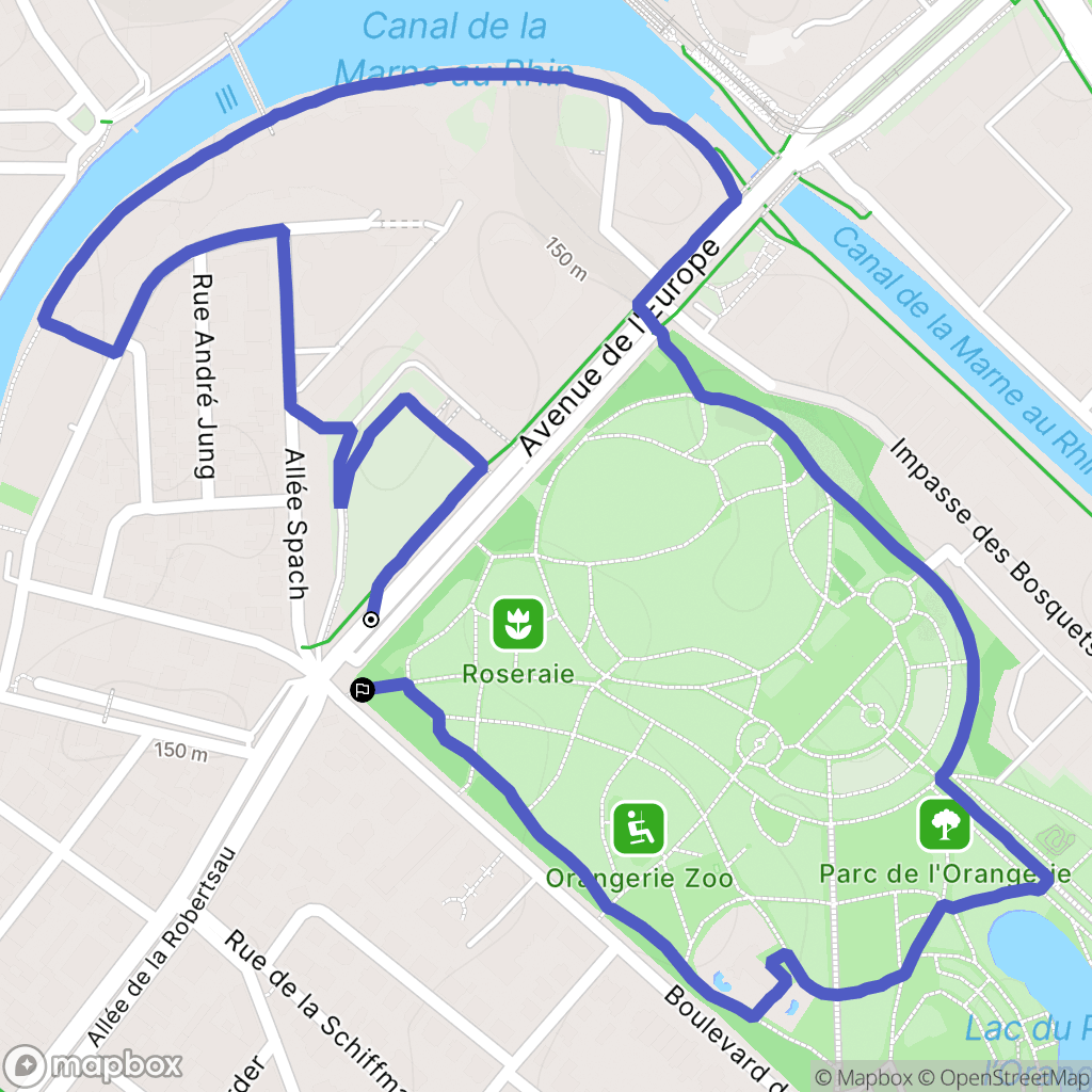 Strasbourg : carte du parcours de randonnée - France