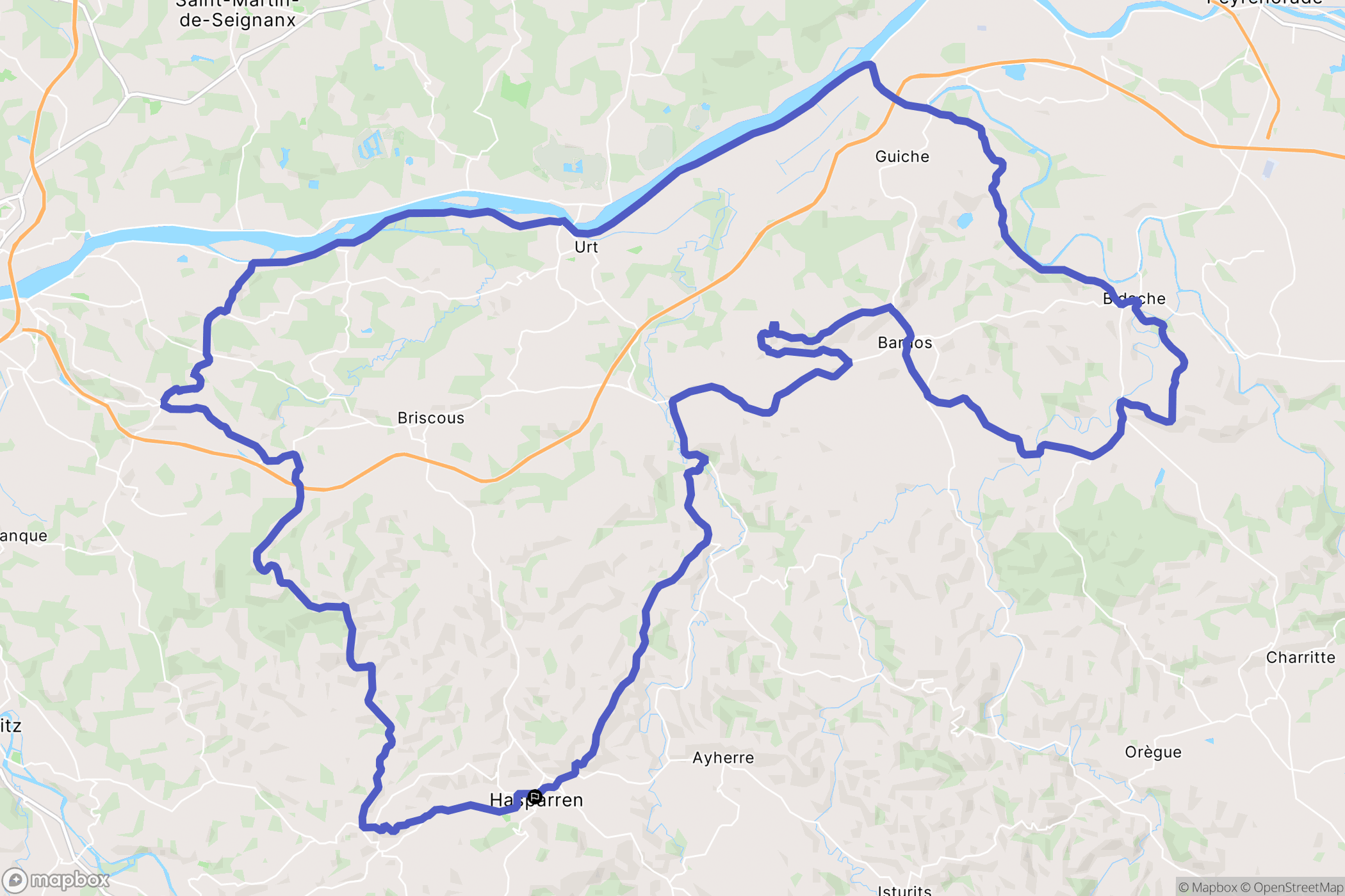 Hasparren : carte du parcours de randonnée - France