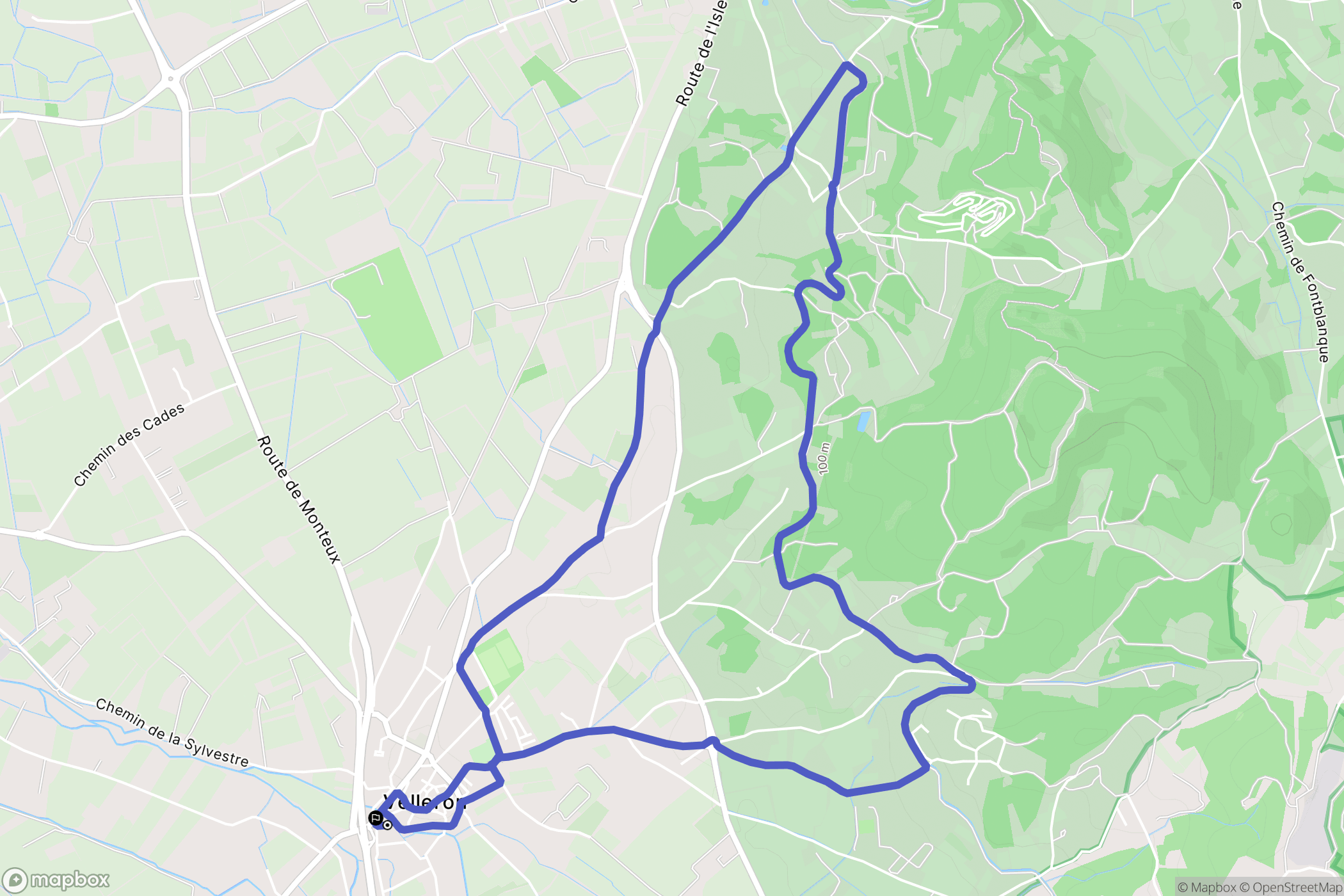 Velleron : carte du parcours de randonnée - France