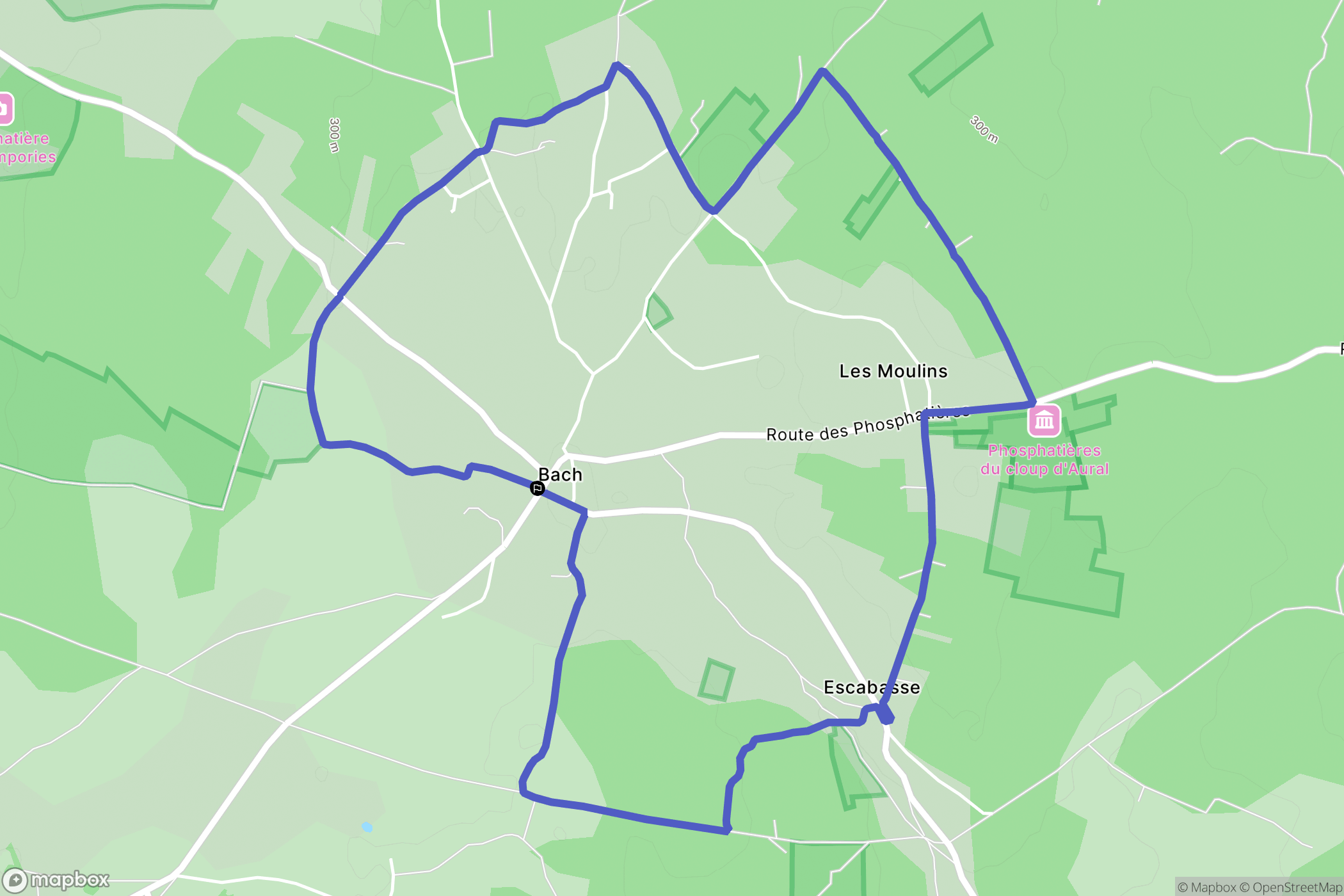 Bach : carte du parcours de randonnée - France