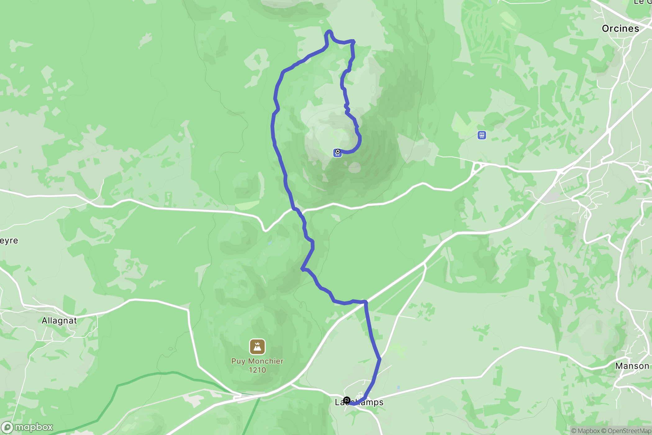 Orcines : carte du parcours de randonnée - France