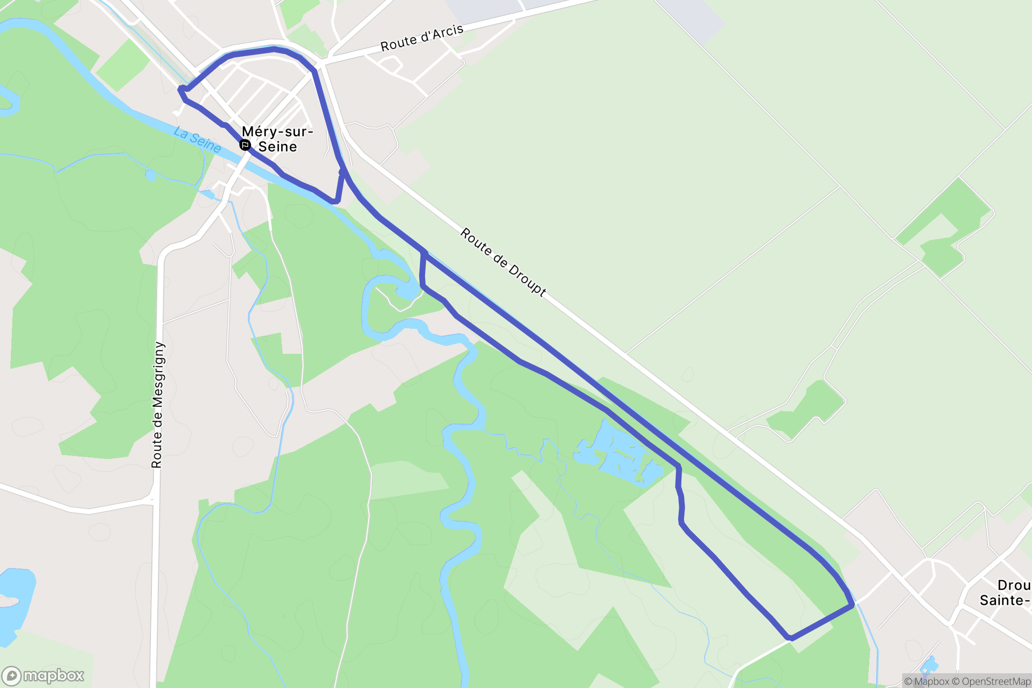 Méry-sur-Seine : carte du parcours de randonnée - France