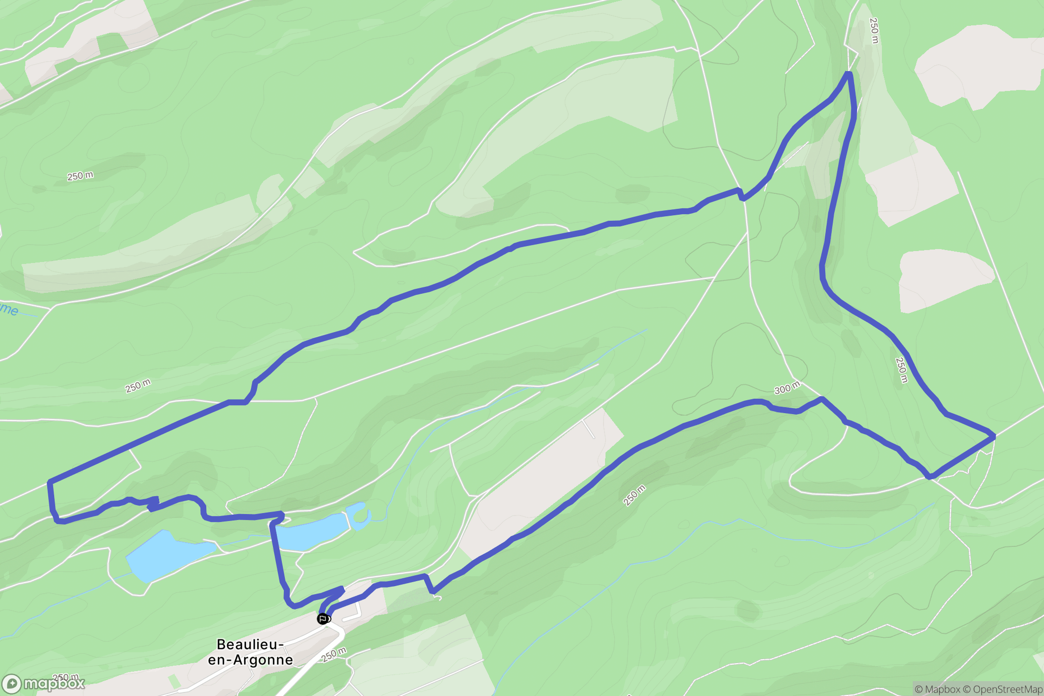 Beaulieu-en-Argonne : carte du parcours de randonnée - France