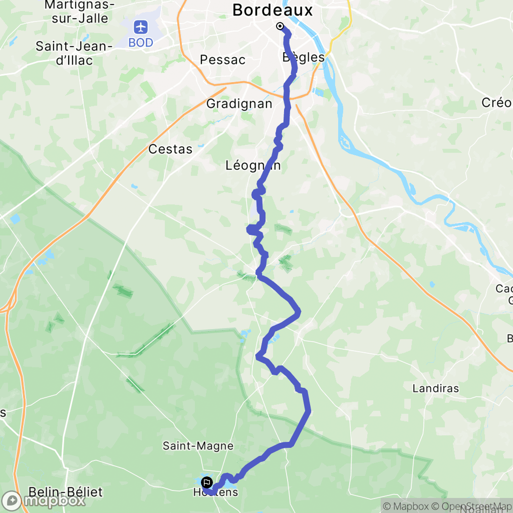 Bordeaux : carte du parcours de randonnée - France