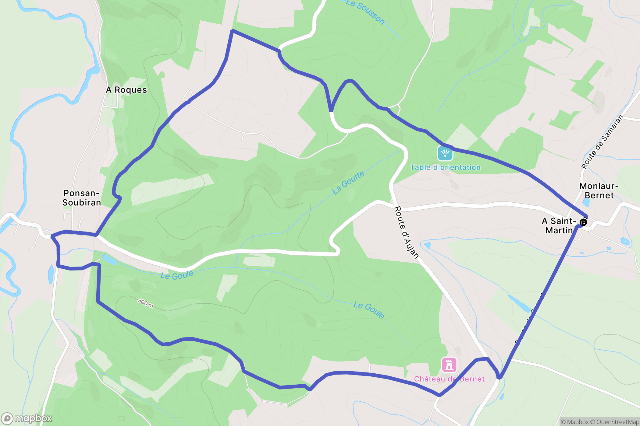 Monlaur-Bernet : carte du parcours de randonnée - France
