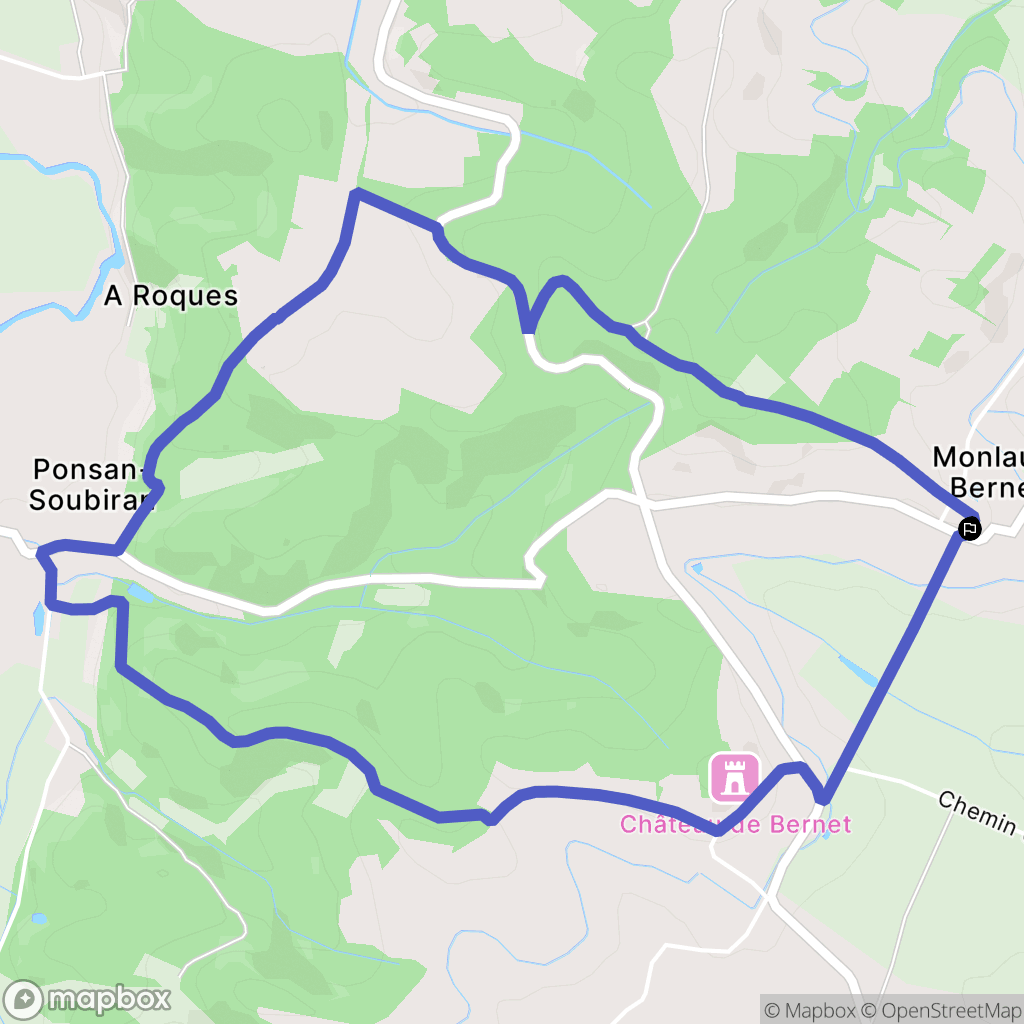 Monlaur-Bernet : carte du parcours de randonnée - France