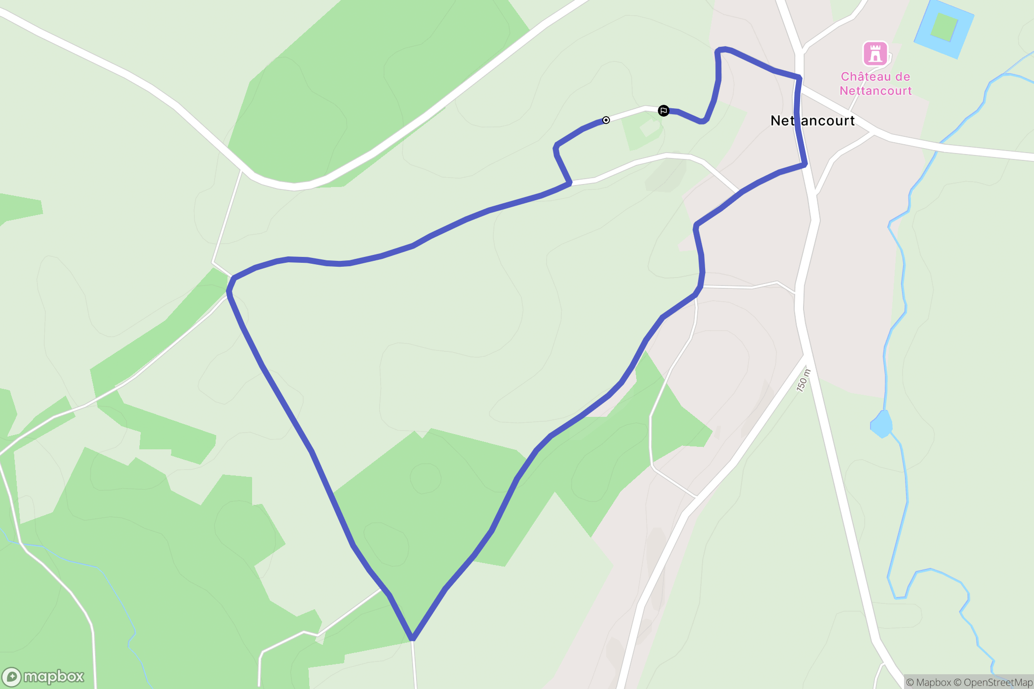 Nettancourt : carte du parcours de randonnée - France