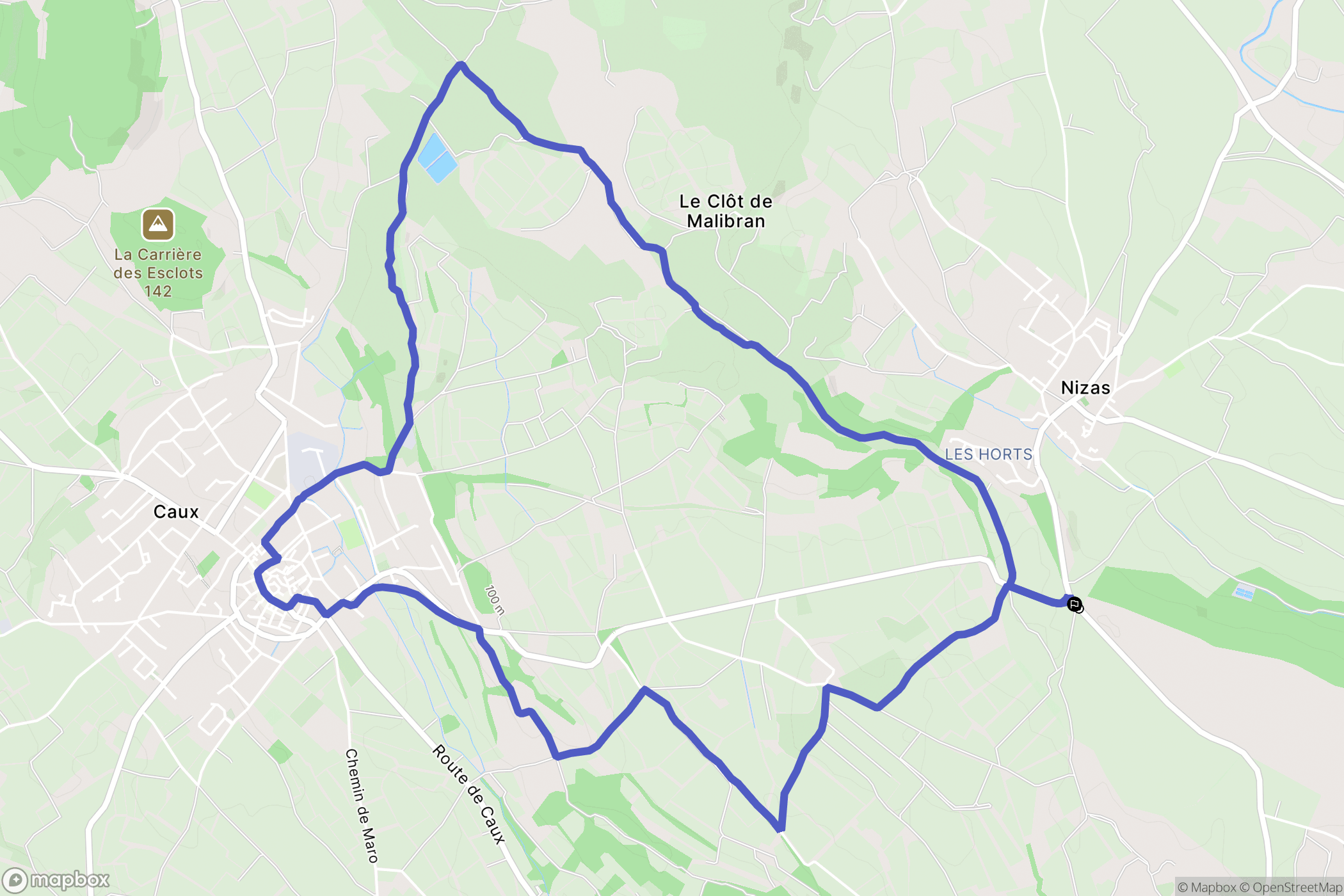 Nizas : carte du parcours de randonnée - France