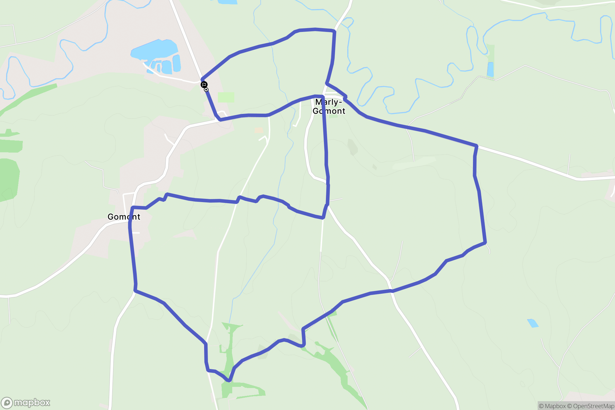 Marly-Gomont : carte du parcours de randonnée - France