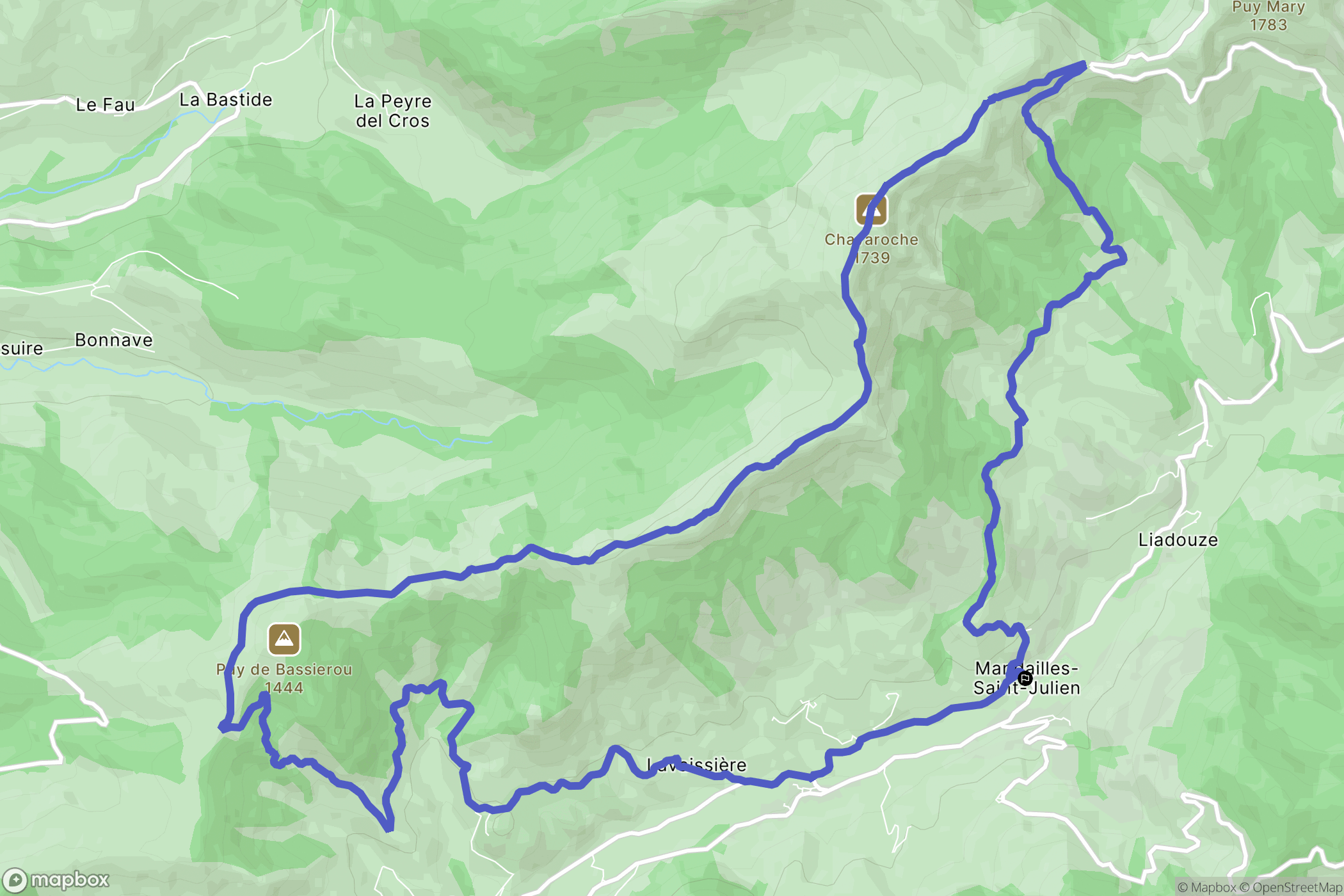 Mandailles-Saint-Julien : carte du parcours de randonnée - France