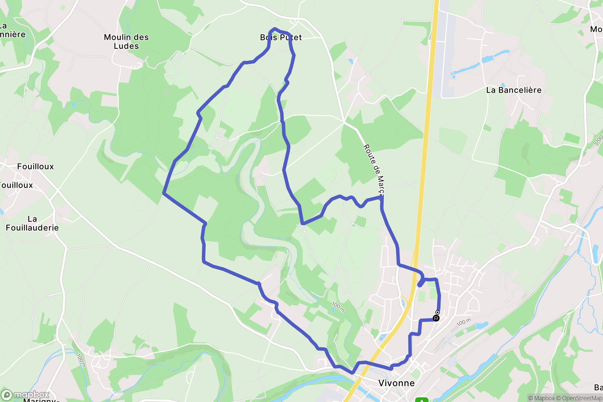 Vivonne : carte du parcours de randonnée - France