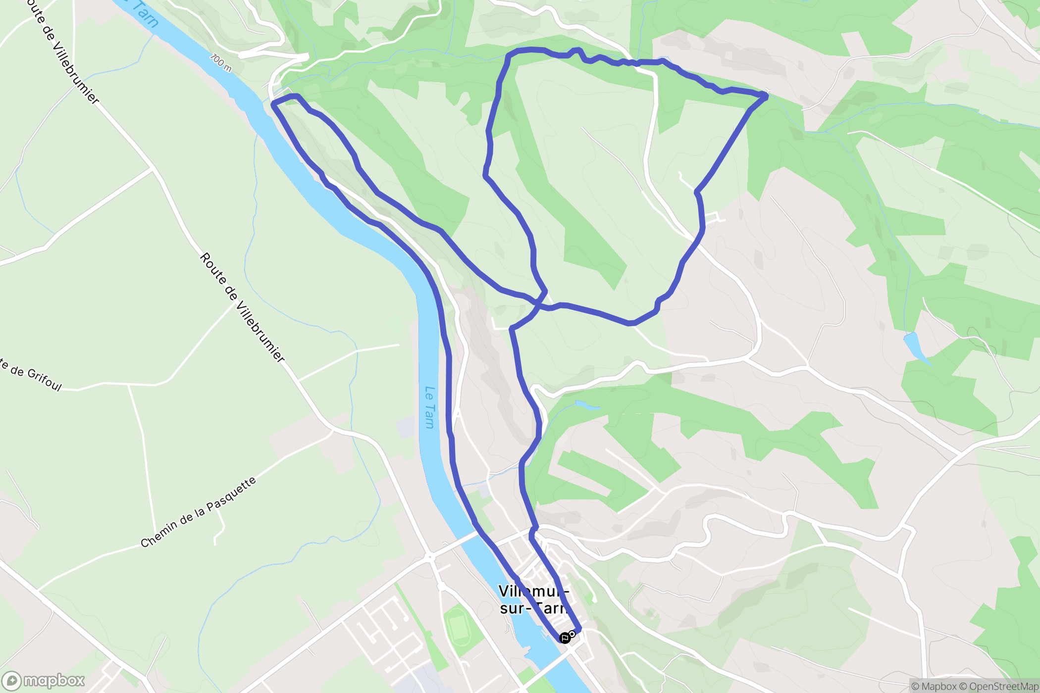 Villemur-sur-Tarn : carte du parcours de randonnée - France