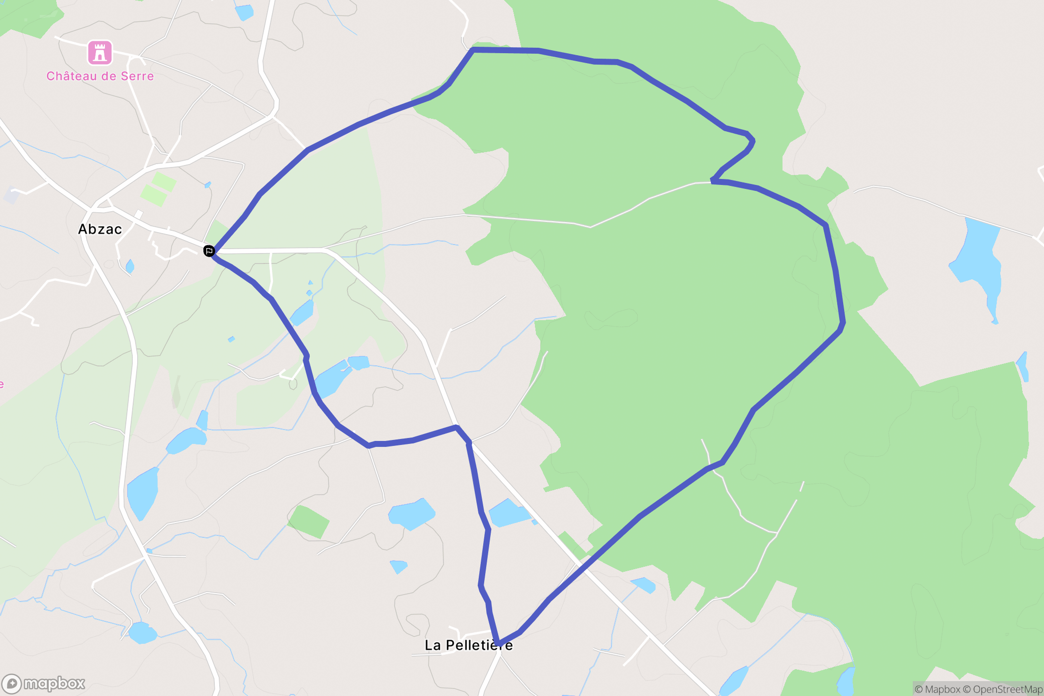 Abzac : carte du parcours de randonnée - France