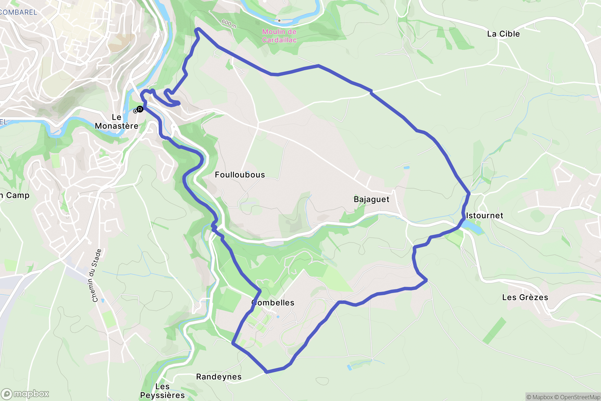 Le Monastère : carte du parcours de randonnée - France