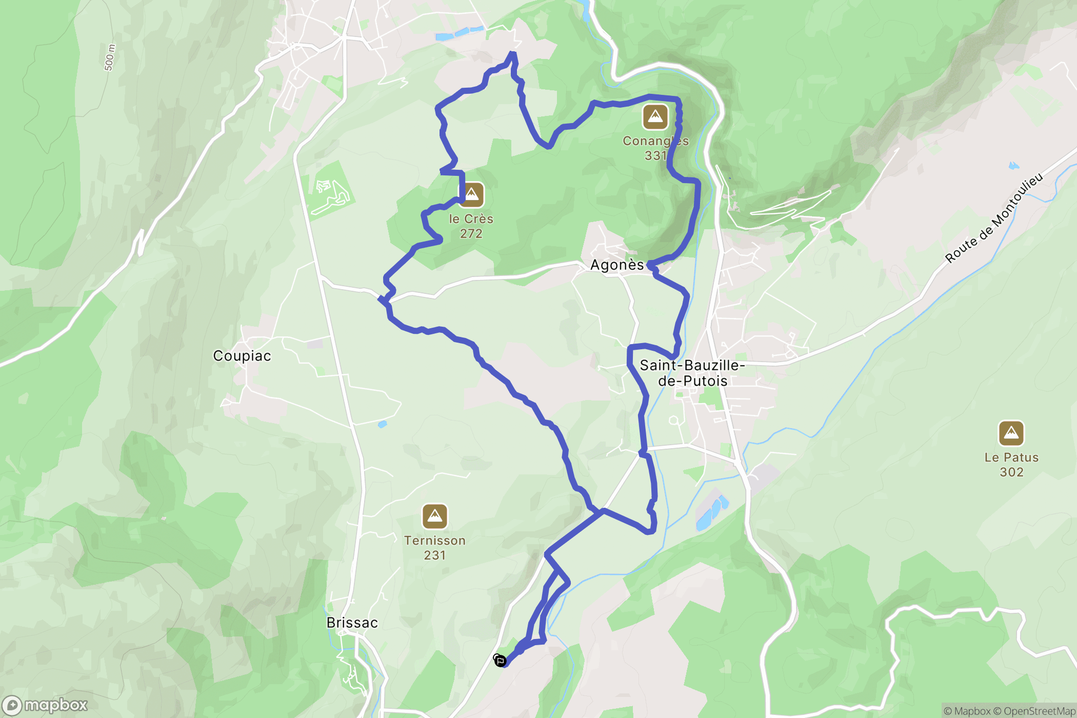 Brissac : carte du parcours de randonnée - France