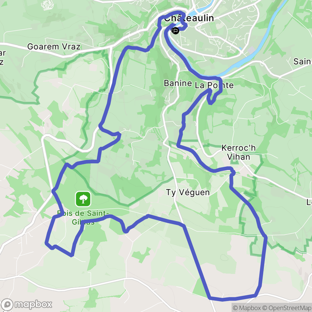 Châteaulin : carte du parcours de randonnée - France